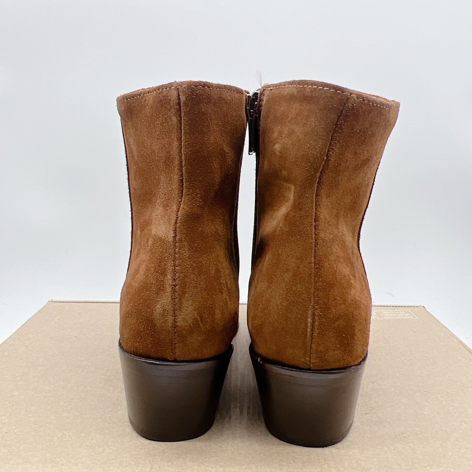 La Canadienne Peter Waterproof Bootie Heel Round Toe Tan Brown Suede US 7