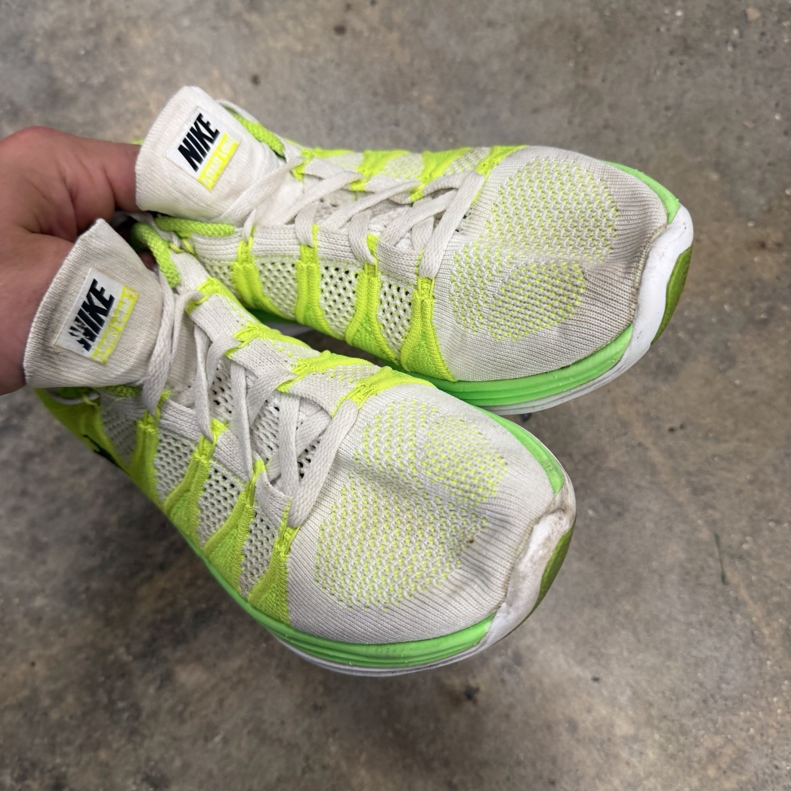 Nike Womens 8 Flyknit Lunar 2 620658-107 White Mesh Running Shoes Sneakers
