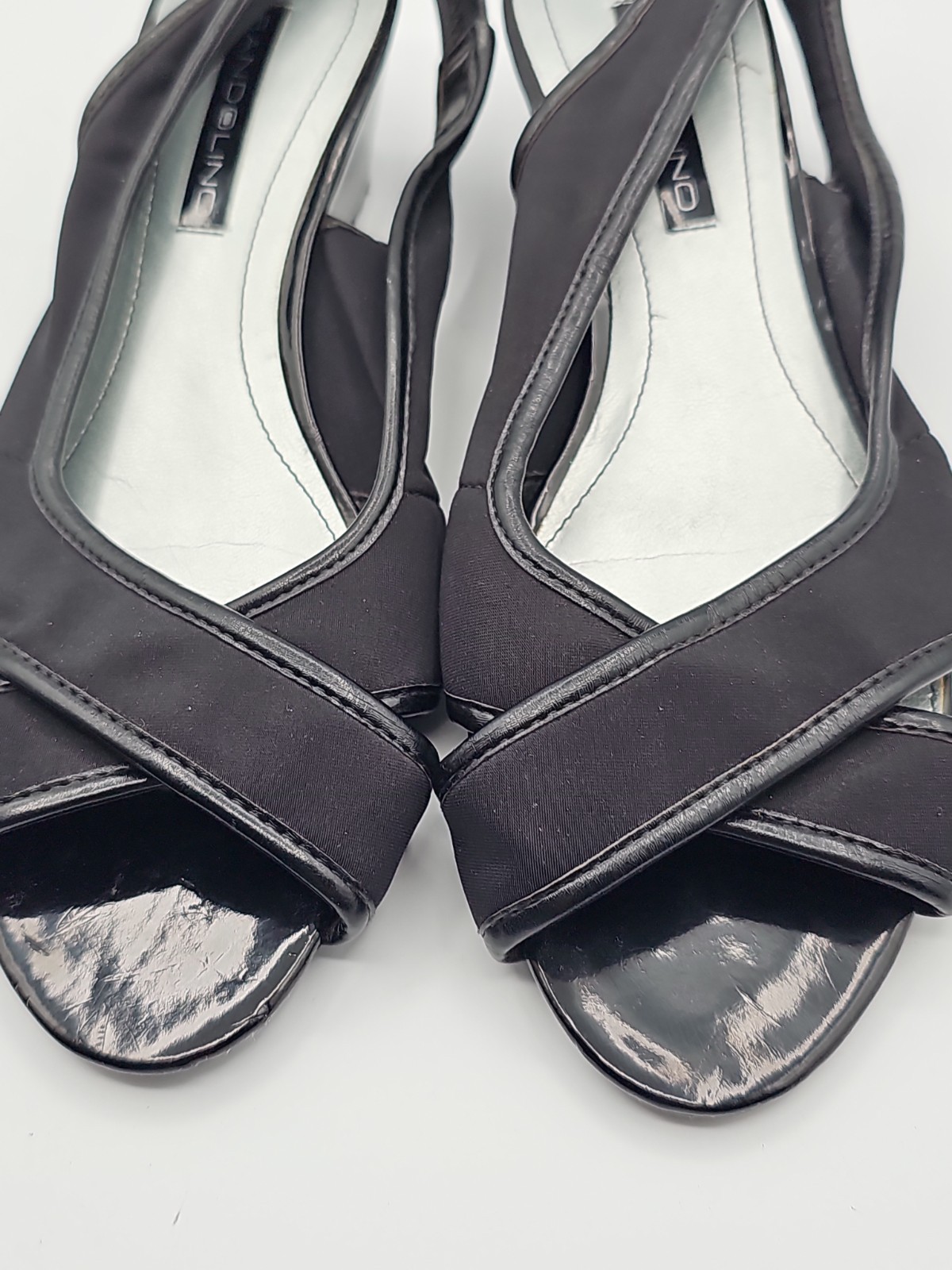Bandolino Black Slingback Wedge Sandals Women’s Size 7 Stretch Elastic Peep Toe