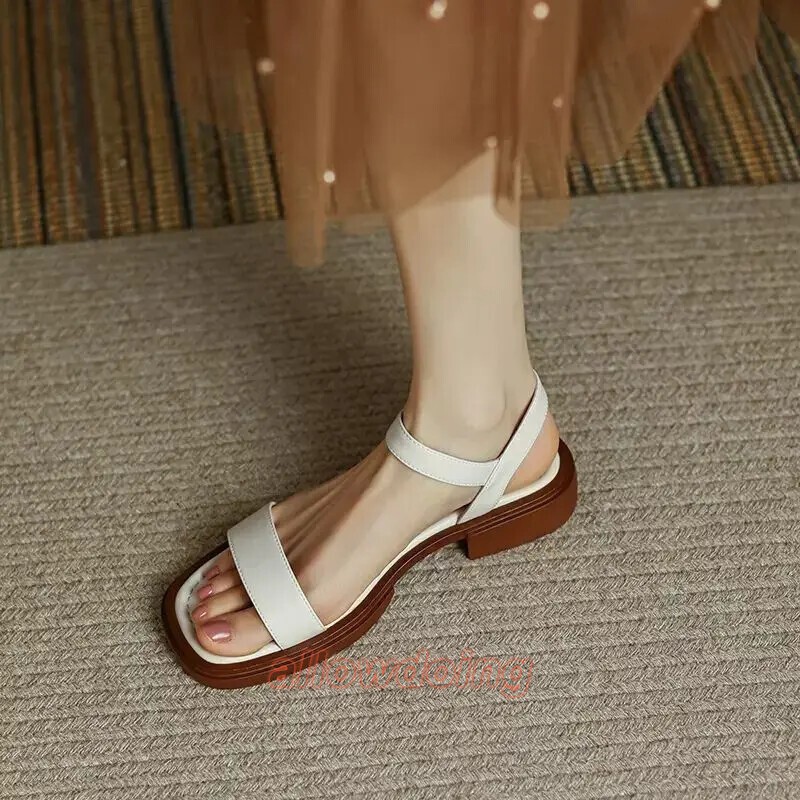 Summer Women’s Sandal Low Heels Basic Concise Office Casual Outdoor Shoes Ladies