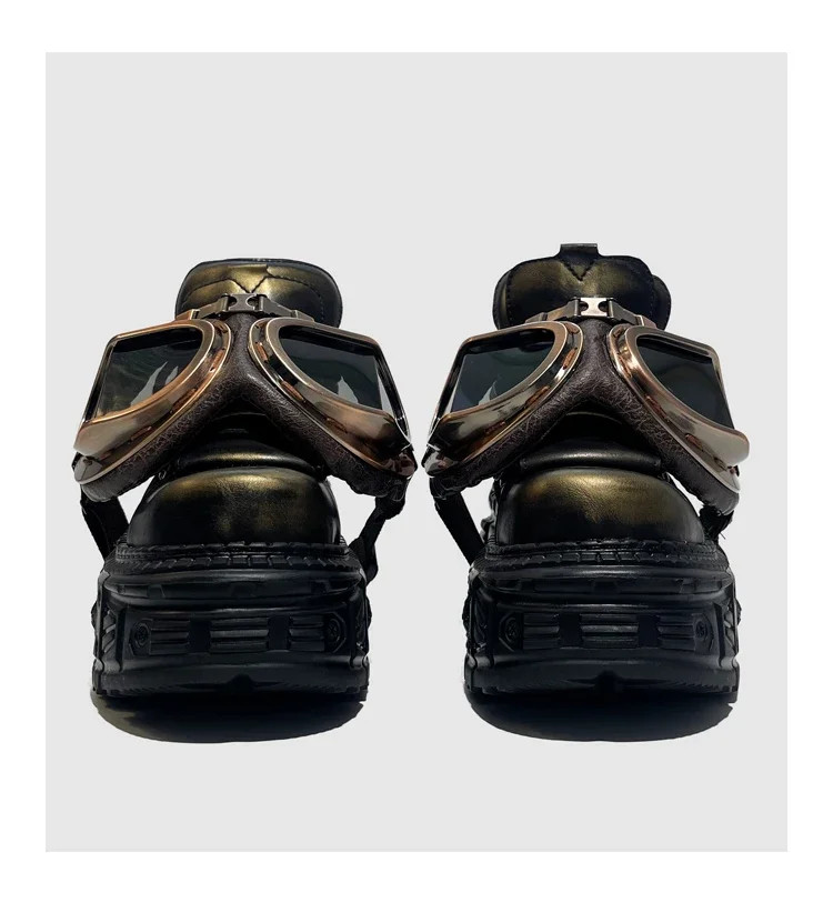 Punk Motorcycle Shoes Metal Rivet Pumps Street Rock Womens Platform Short Boots