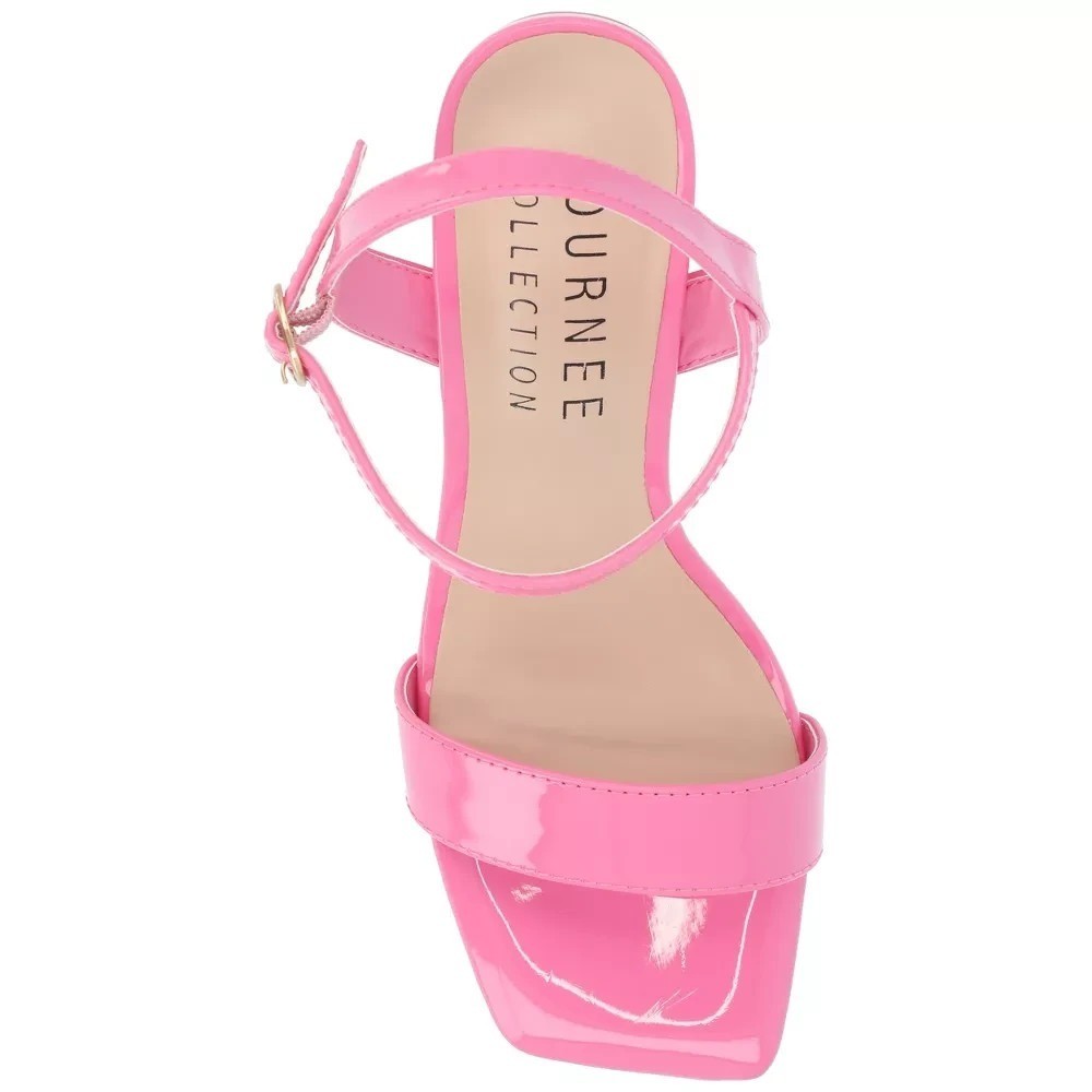 Journee Collection Tivona Block Heel Sandals Pink Patent New With Tags