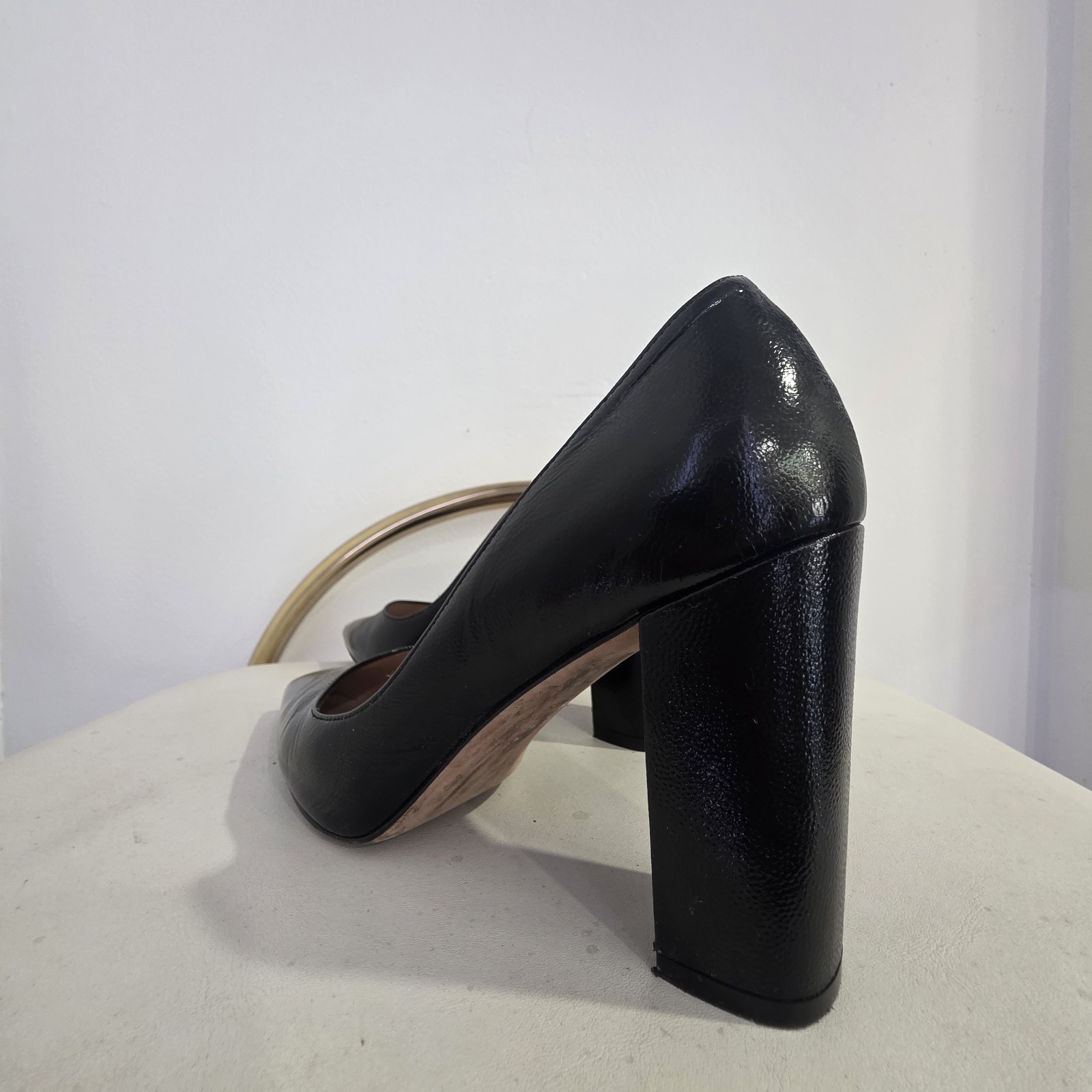 Stuart Weitzman Power Block 75 Patent Leather Classic Block Heel 7.5 M