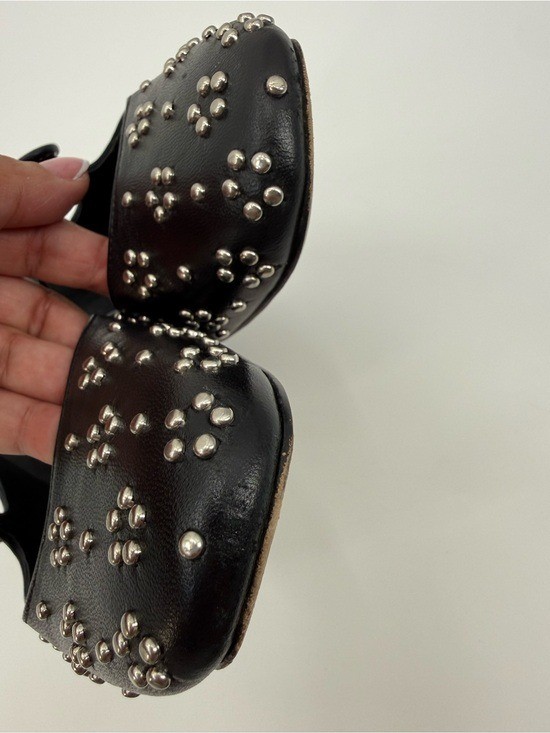 Larroude Blair Studded Black Leather Mary Jane Ballet Flats Womens Size 8.5
