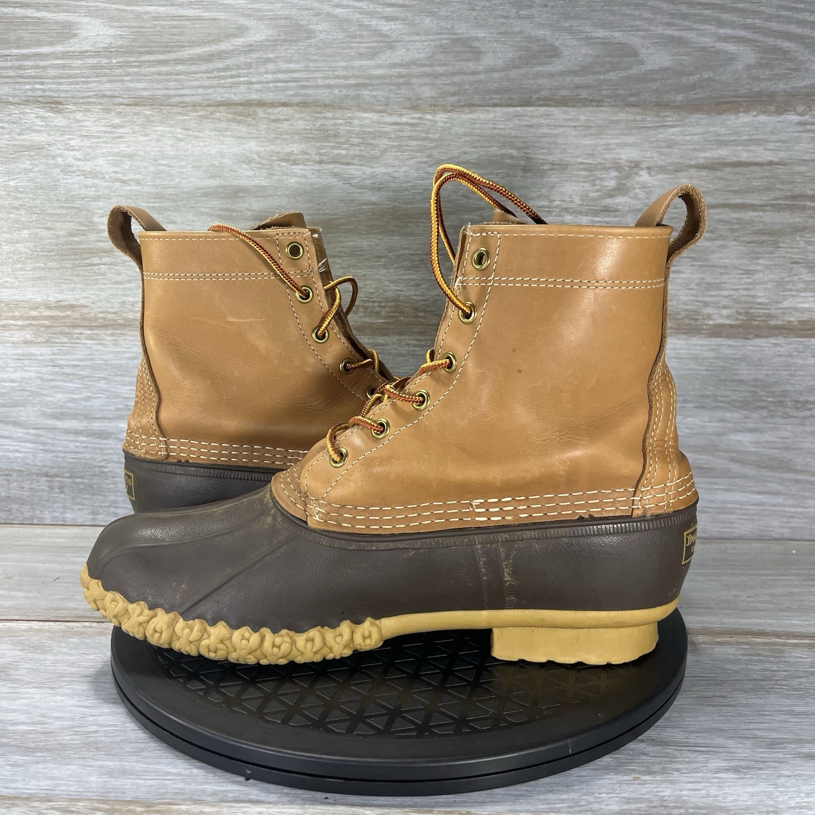 L.L. Bean Women 8″ Waterproof Brown Leather Duck Boots Size 9 Made in Maine USA