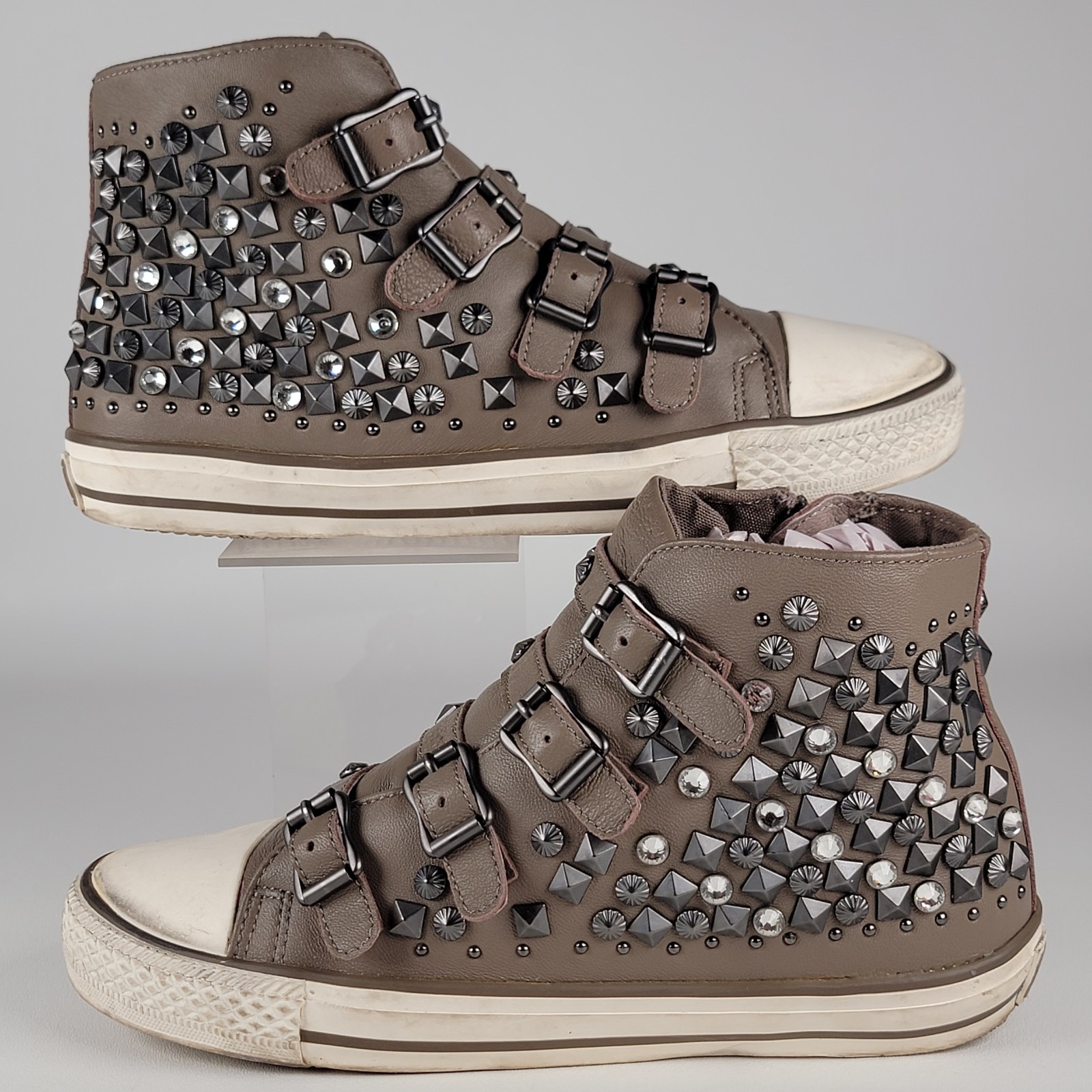 Viper Brown Leather Sneaker Stud Buckle Zip Punk Goth Street Party Go Women’s 36