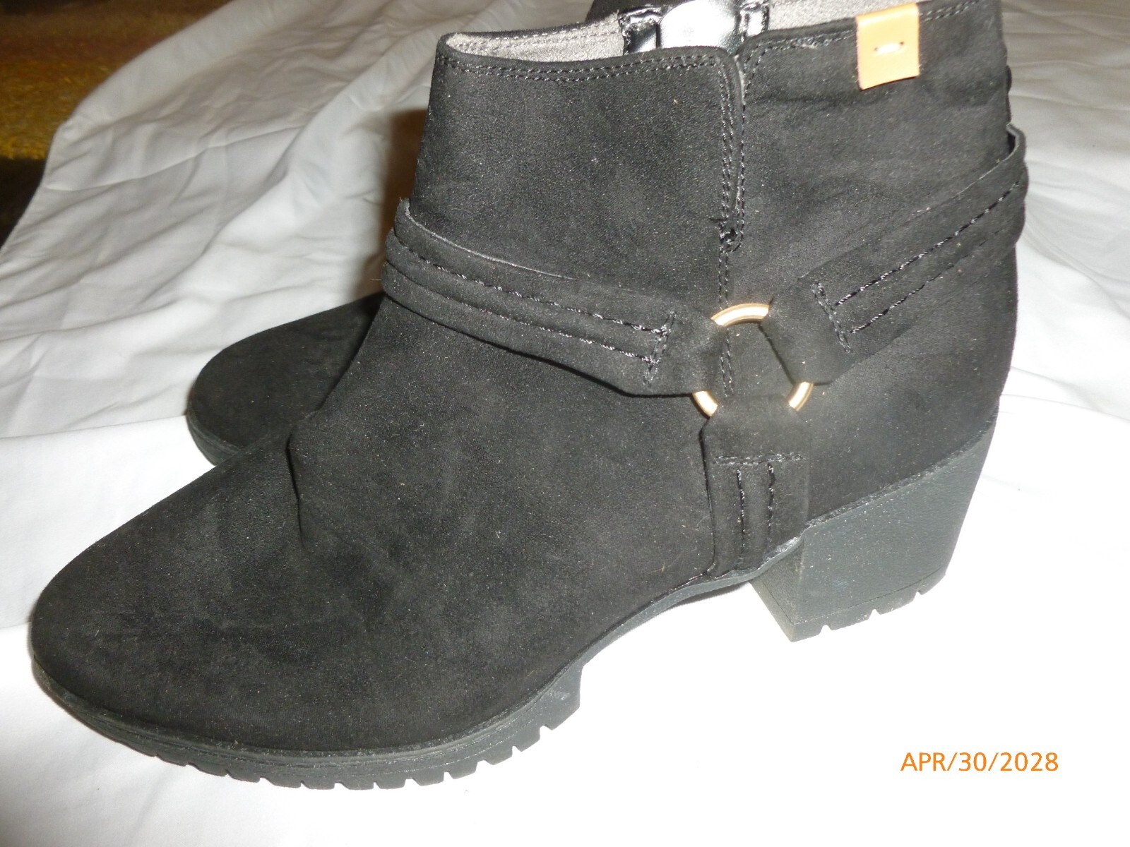 Dr. Scholl’s Women Zip Ankle Boots Black Leather Harness sz 40 US 10 M