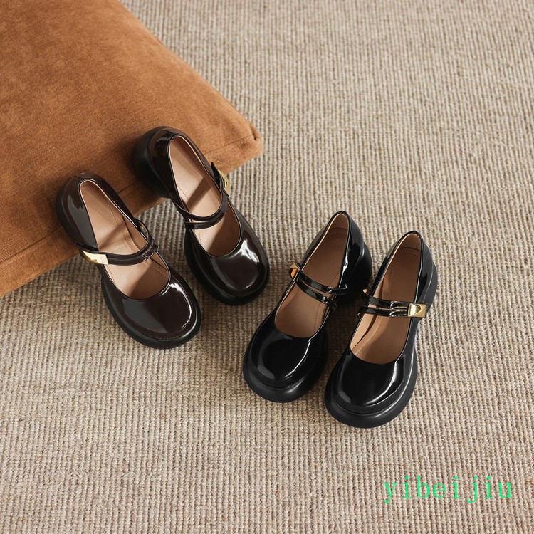 Womens Big Round Toe Mary Jane Mid Chunky Heel Dress Formal Shoes Spring Autumn