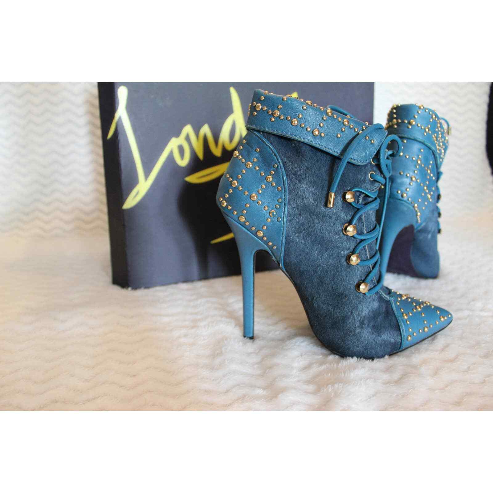 London Trash Della Lace-Up Studded Leather Bootie – New in Box