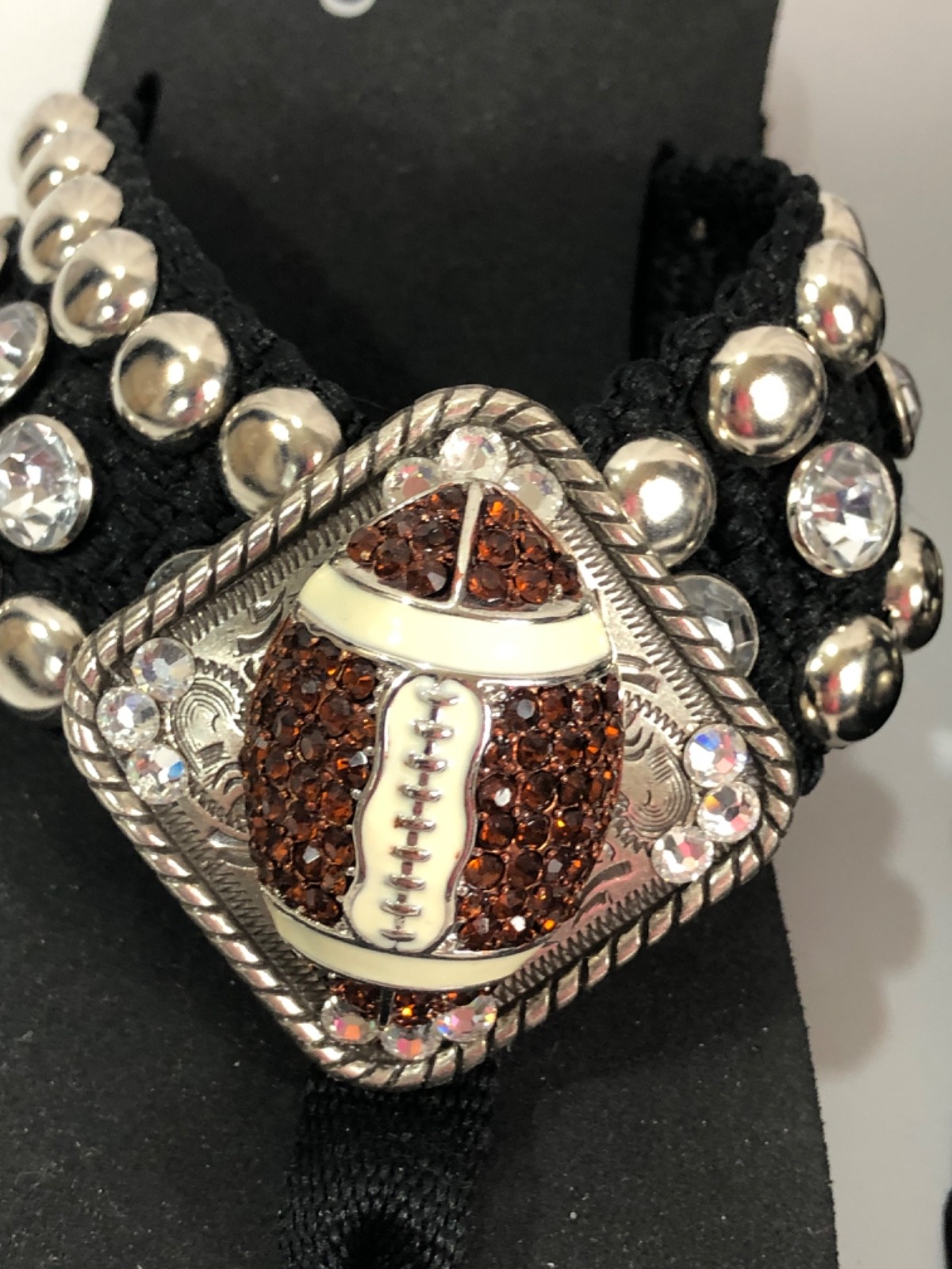 Nomad Football Sandals Flip Flop Thong Black Rhinestone Studs – Women Size 6