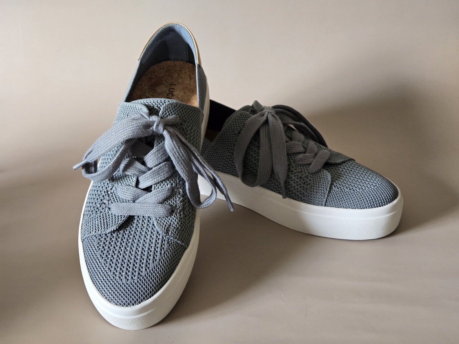 New Lucky Brand Women’s Talena Knit Lace-Up Sneakers Size 8M Lead Color