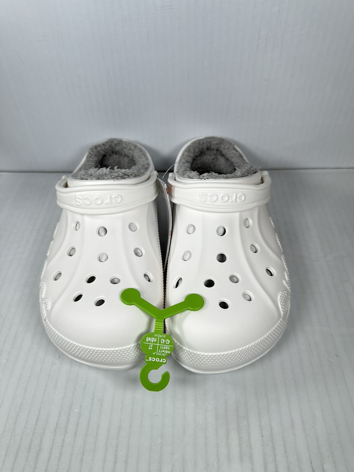 Size M9/W11 Crocs Baya Lined Clog Slip On White/Grey 205969-11H NEW