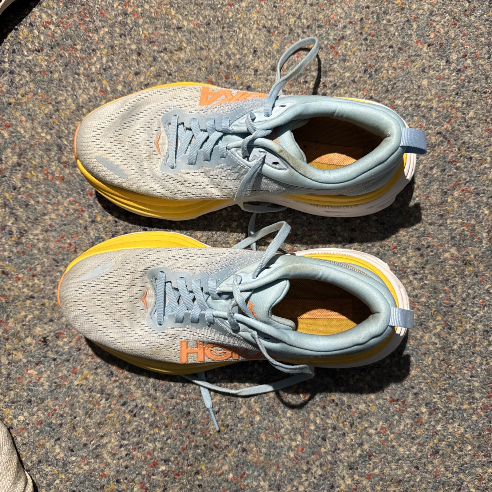 Hoka Bondi 8 Womens 6.5B Running Shoe Blue Cushion Comfort Sneaker Summer Song