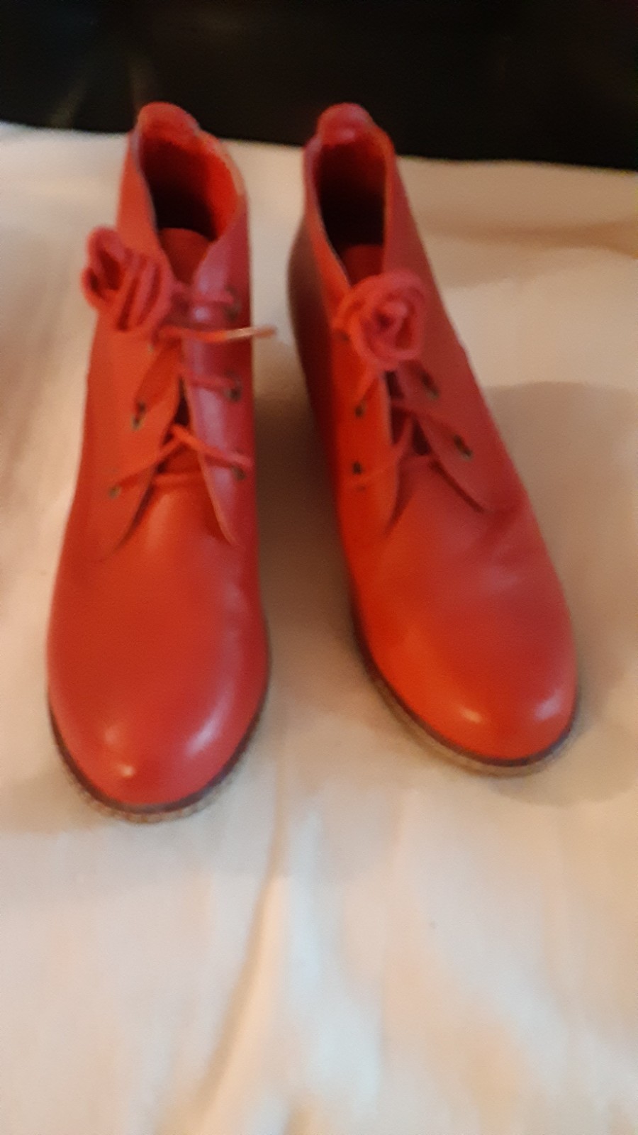 Daily Shoes Women’s Size 8 Red Ankle Comfort Boots with Wedge Heel and Laces