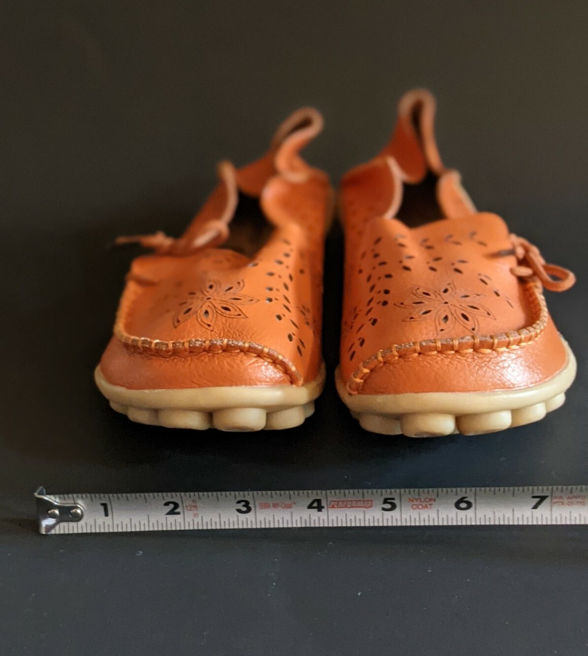 Kunsto Leather Loafers Slip On Shoes Comfort Orange Moc Flats Women’s 44 / 270