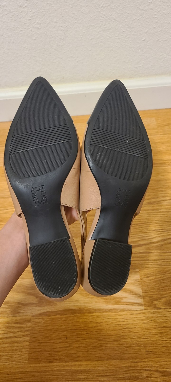 Naturalizer Taupe Black Cap Toe Slingback Flats Leather Women’s 7M EU 37 Box