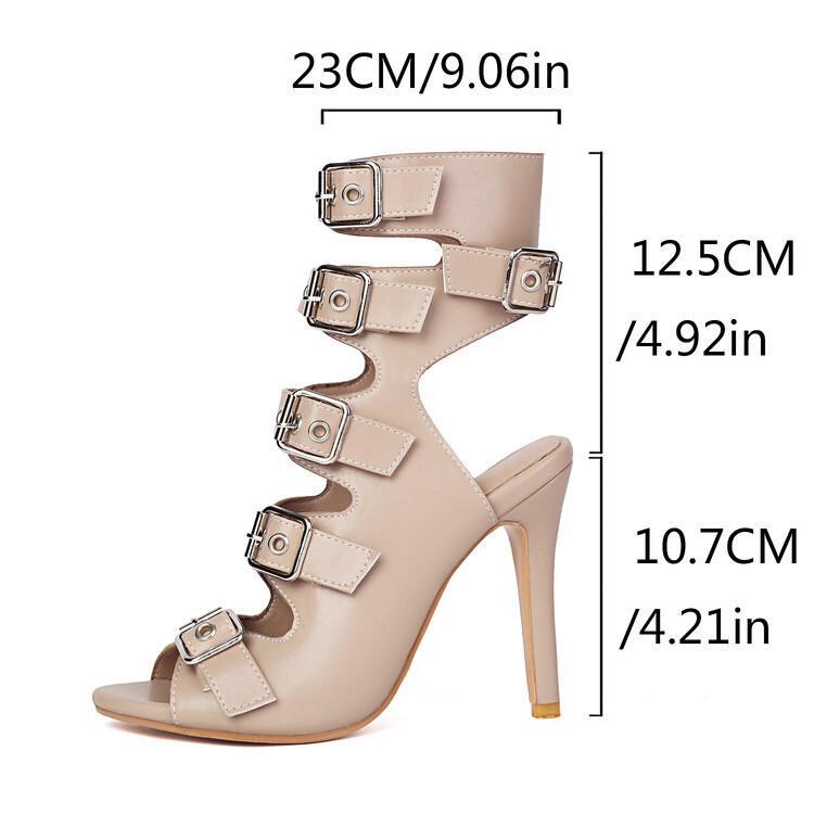 Roman Women’s Faux Leather Open Toe Sandals Casual Party Hollow Out Ankle Boots