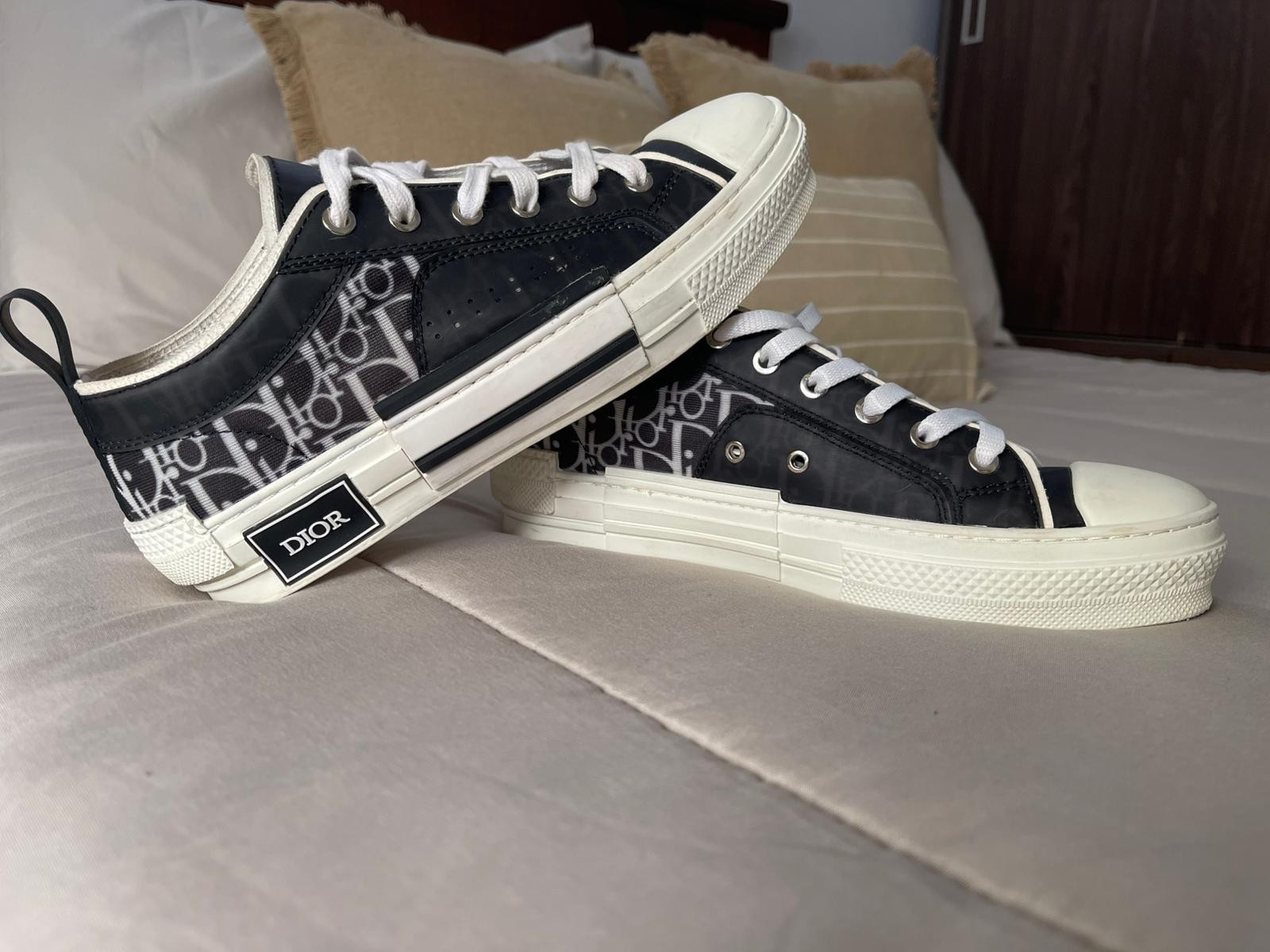DIOR B23 Low Oblique Black Canvas Sneakers Size 40 Authentic