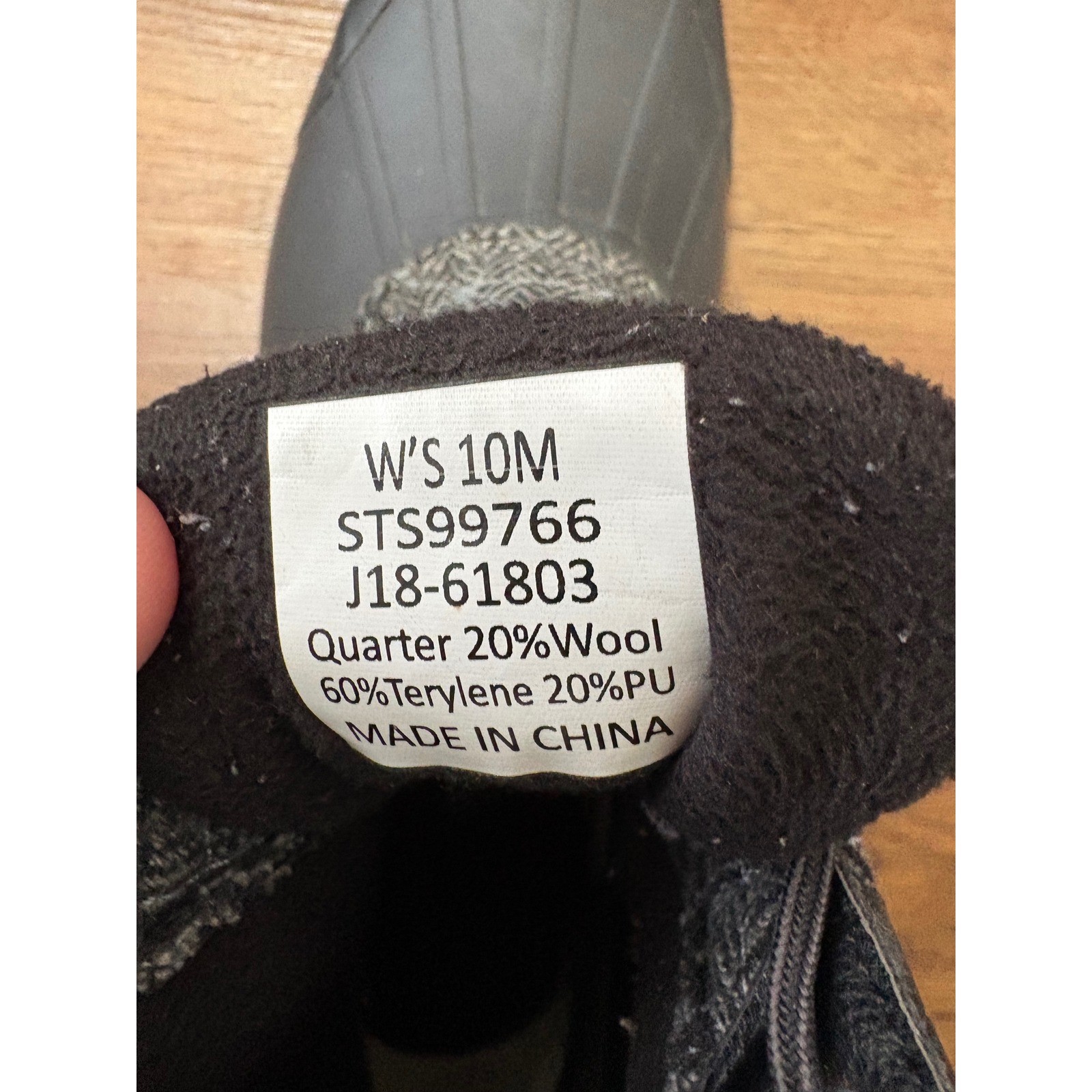 Sperry Saltwater Herringbone Wool Duck Boots Black Grey STS99766 Womens 10M