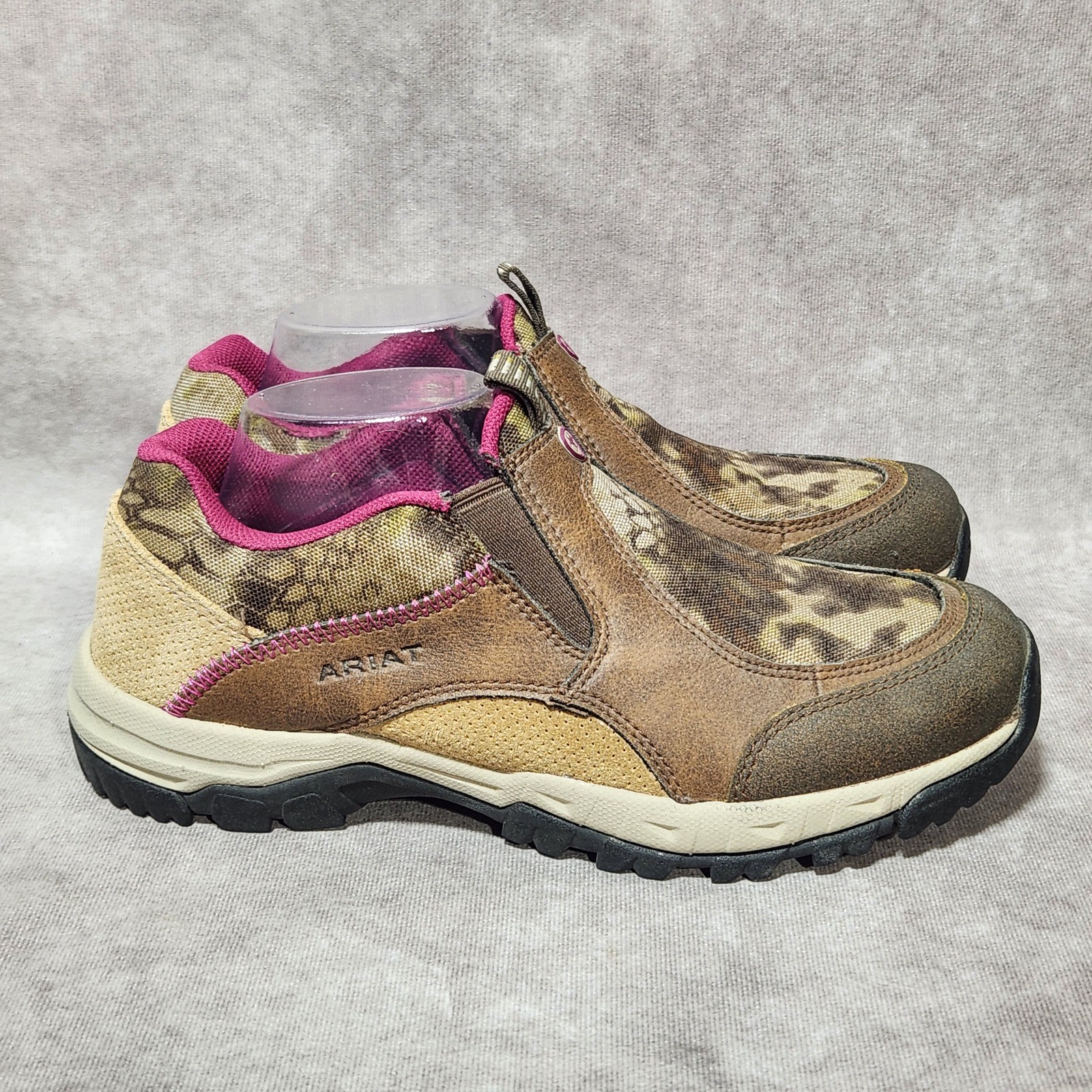 Ariat ATS Skyline Low Brown Camo Pink Leather Slip On Shoes 10015421 Womens 9.5B