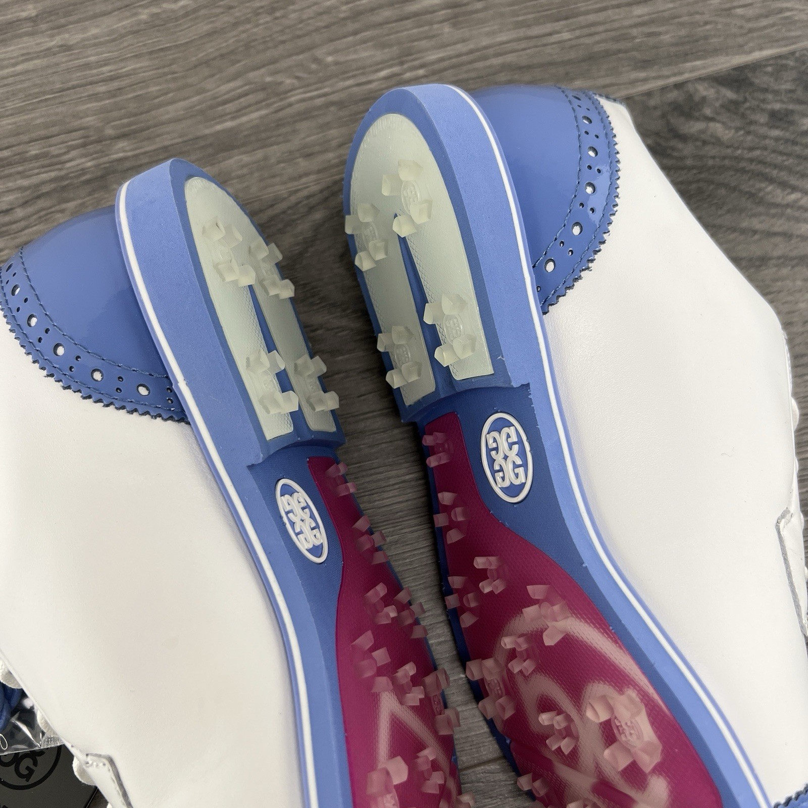 G/Fore Ladies Cap Toe Gallivanter Size 7.5 Womens White Vista Blue Golf Shoes