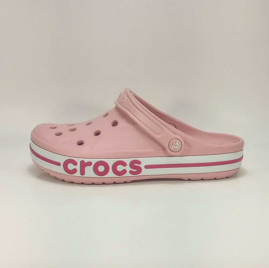CROCS Bayaband Clog Womens 11 Light Pink And White Ankle Strap Platform Clogs