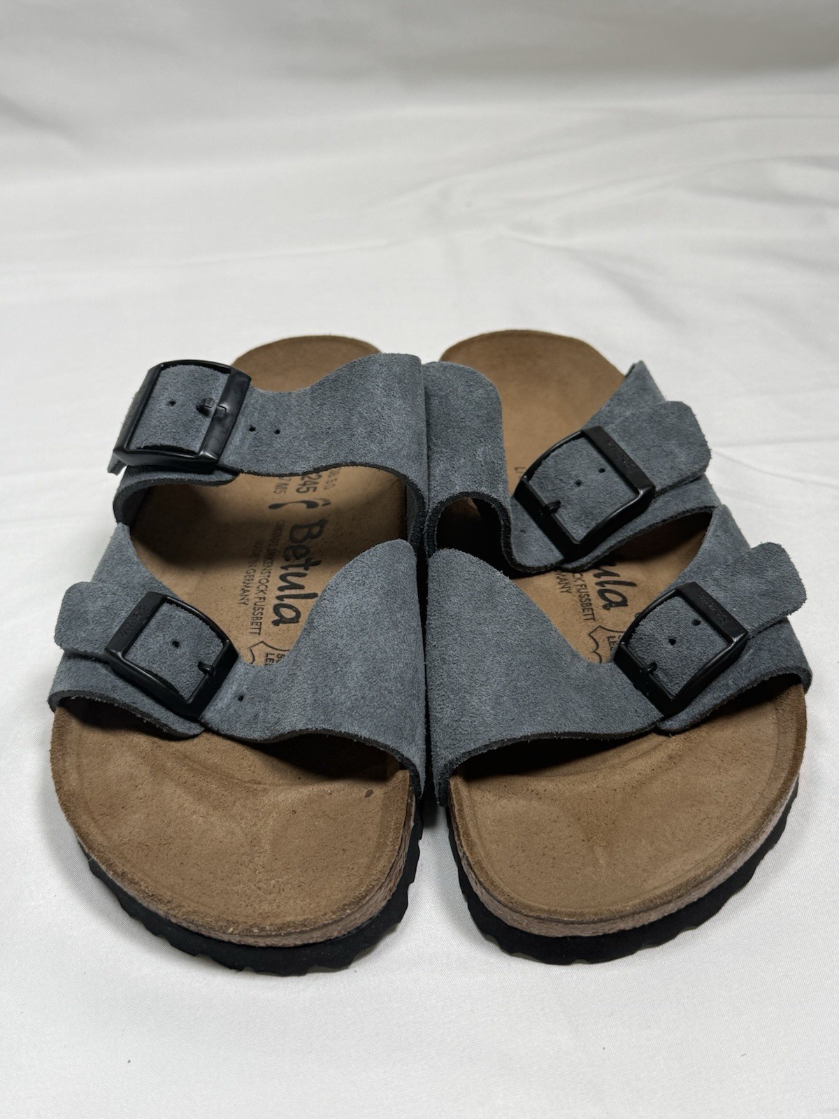 NEW Birkenstock Betula Samba Two Strap Sandal Grey Suede EU 38 L7 M9 Narrow