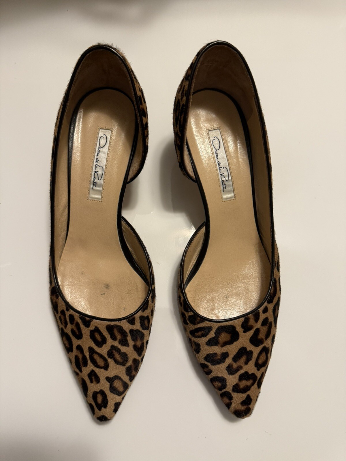 Oscar de la Renta Pony Hair Leopard Animal Print Miss Lulu Pumps Size 38.5