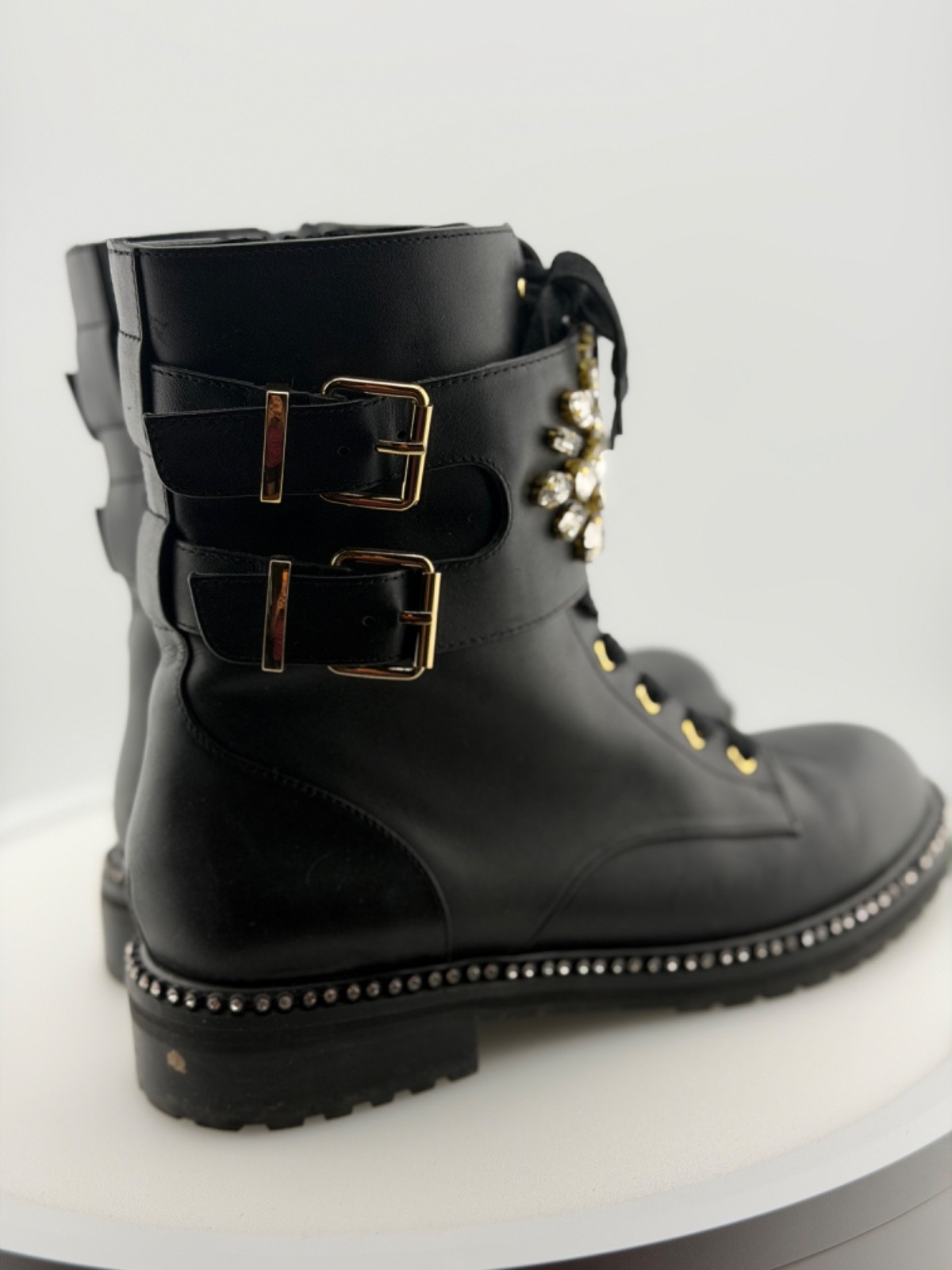 Kurt Geiger Black Zip Boots with Rhinestones size 40