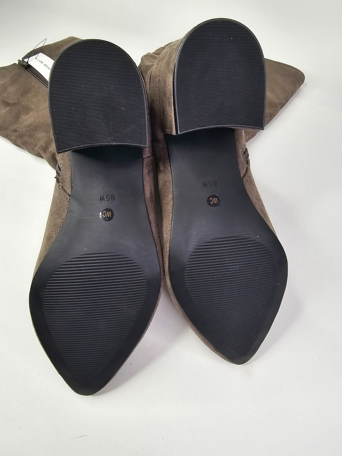 New $129! Lane Bryant Tall Slouch Boots Suedette 8.5 W Wide Gray Heeled Shoes