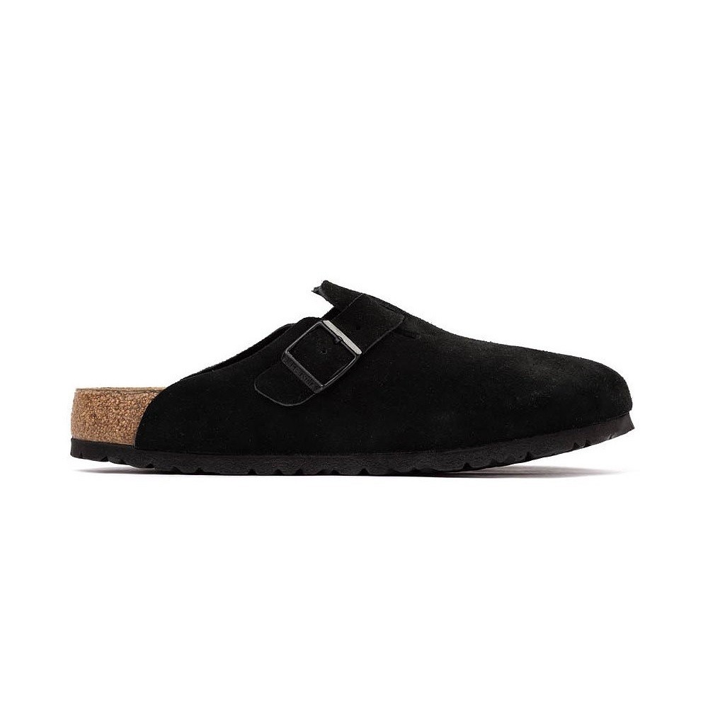 Birkenstock Boston Black Classic Suede Soft Footbed Clogs Women’s Shoes