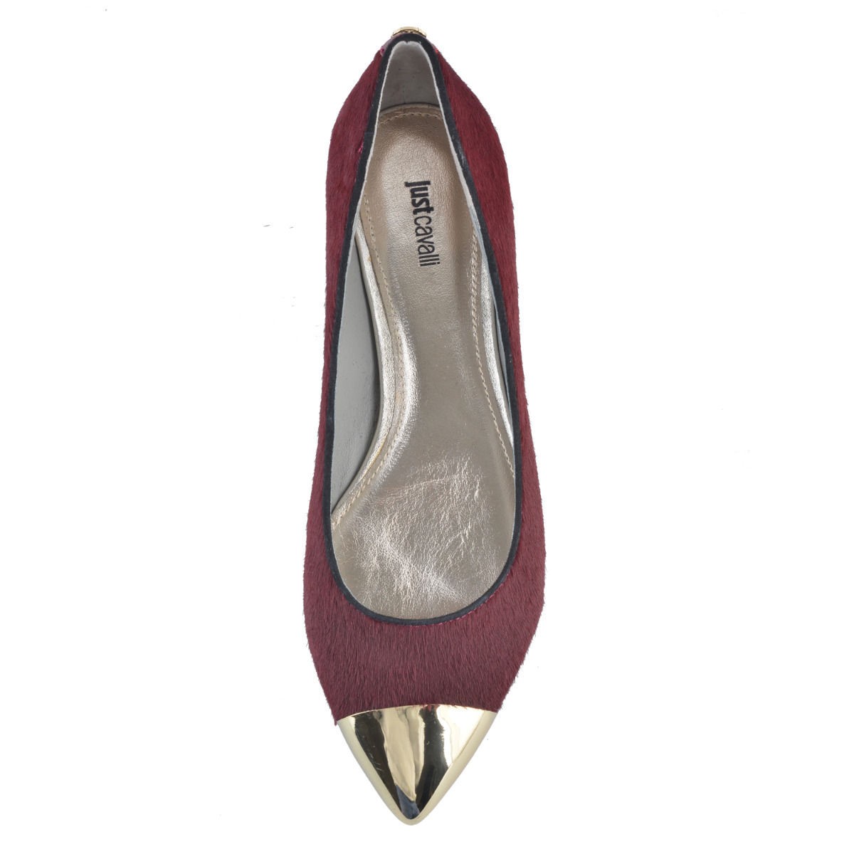 Just Cavalli Women’s Burgundy Pony Hair Ballet Flats Shoes US 6 IT 36