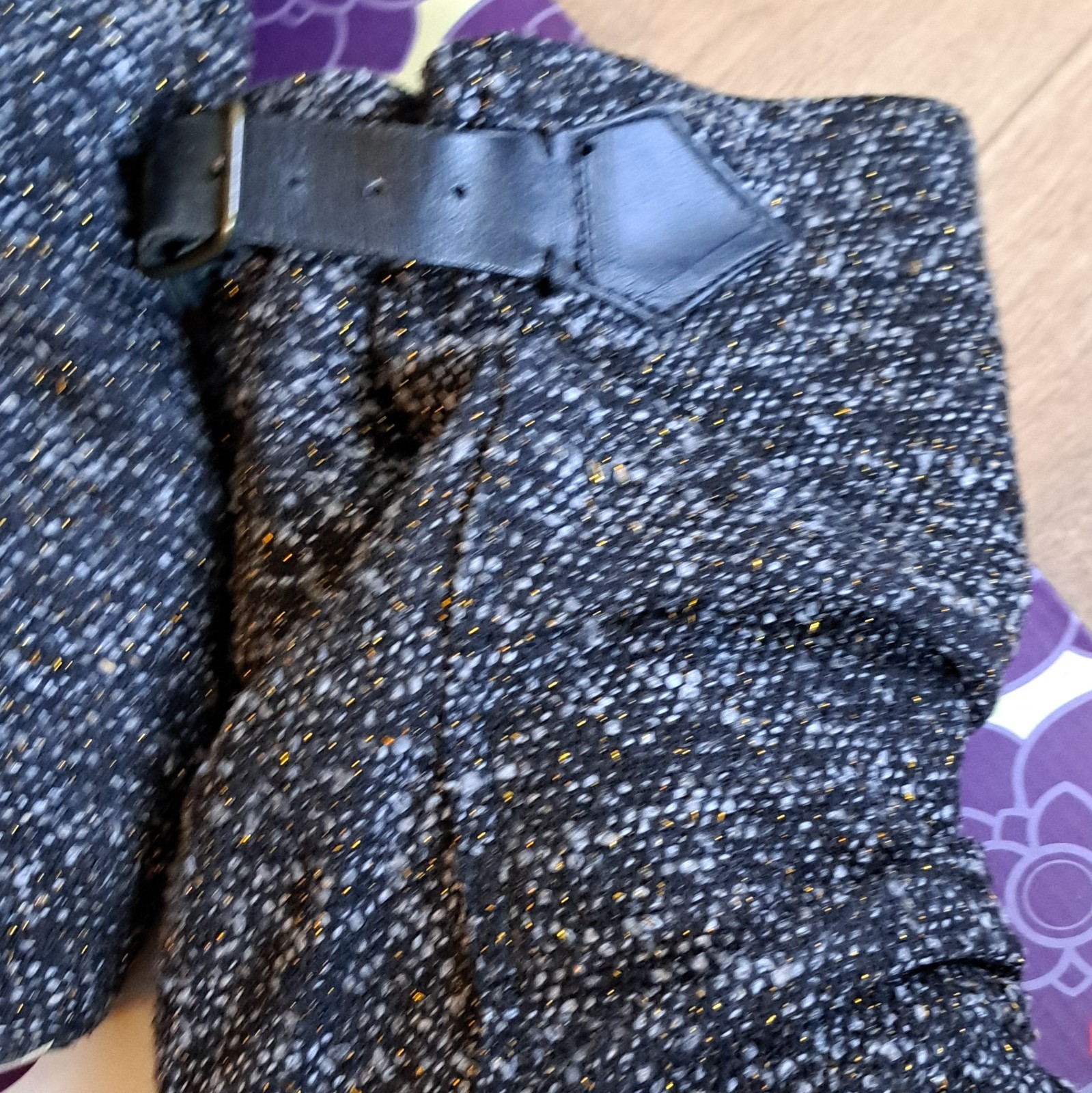 Irregular Choice Longer Lashes Black Tweed Buckle Mid-Calf Boots US 8.5 EU39.5
