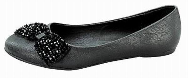 New Fashion Casual Black Ballet Flats Shoes with Sparkling Bow 5-10