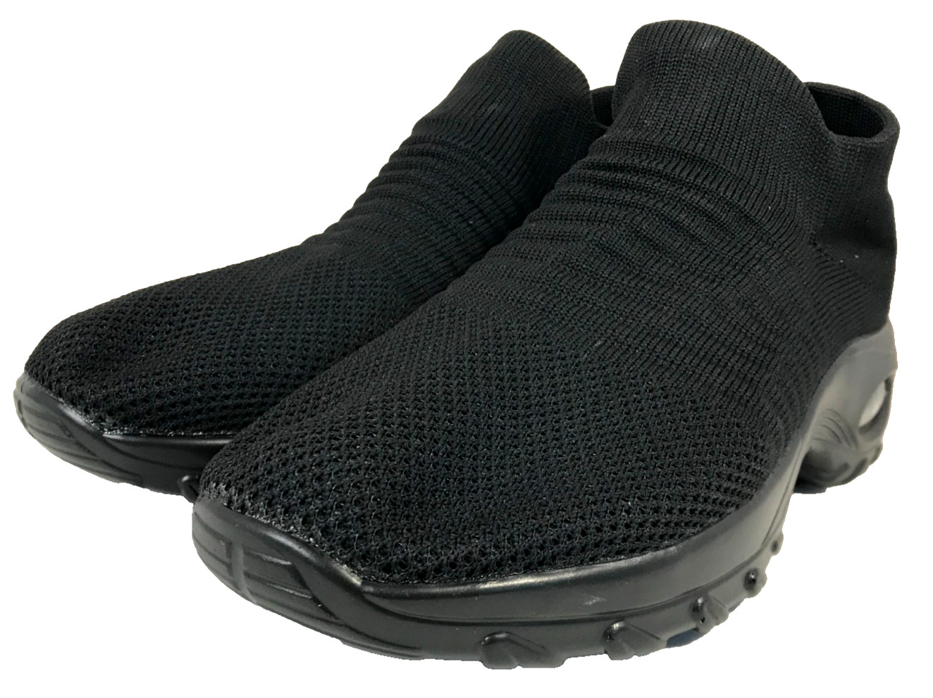 Womens Sock Walking Sneaker Shoes Mesh Slip On Low Top Air Cushion Black Size 40