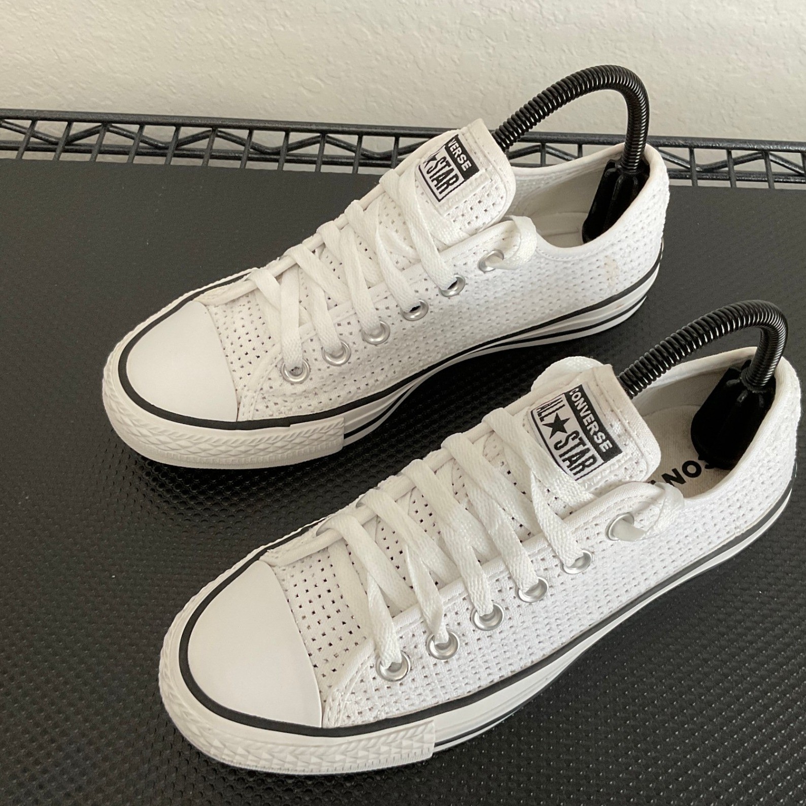 Converse All Star White Perforated Canvas Low Top Sneakers Womens 7