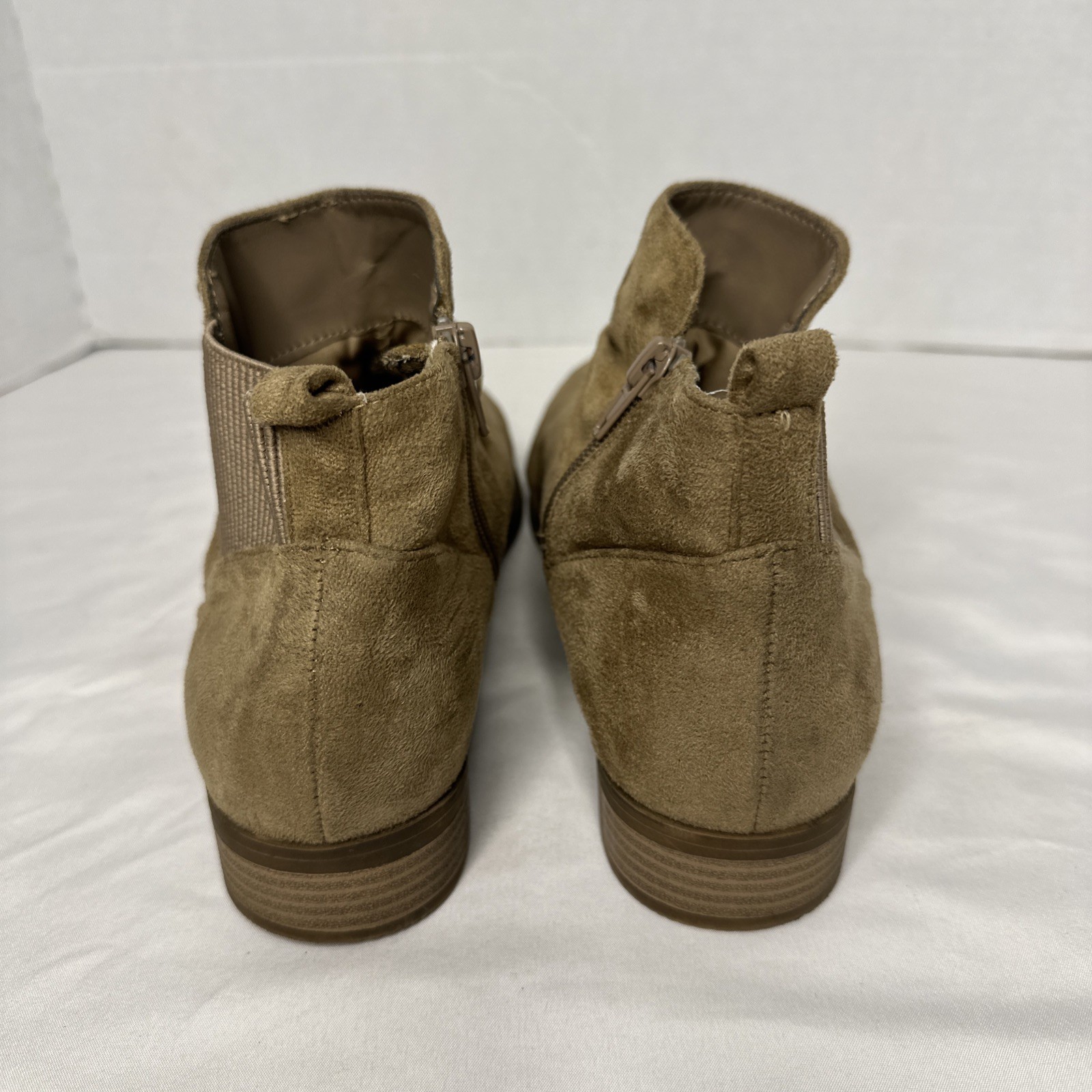 David Aaron Ankle Boots Suede Leather Side Zip Casual Tan Size 8.5