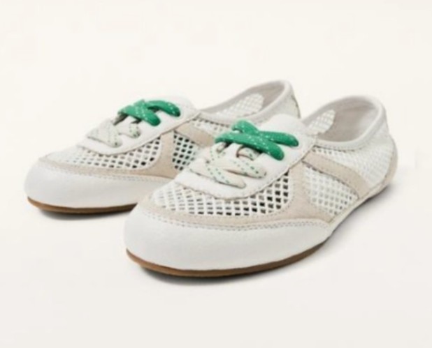ZARA Mesh Ballet Flats White Green Lace-Up Shoes Women US 5 EU 36 Casual Summer