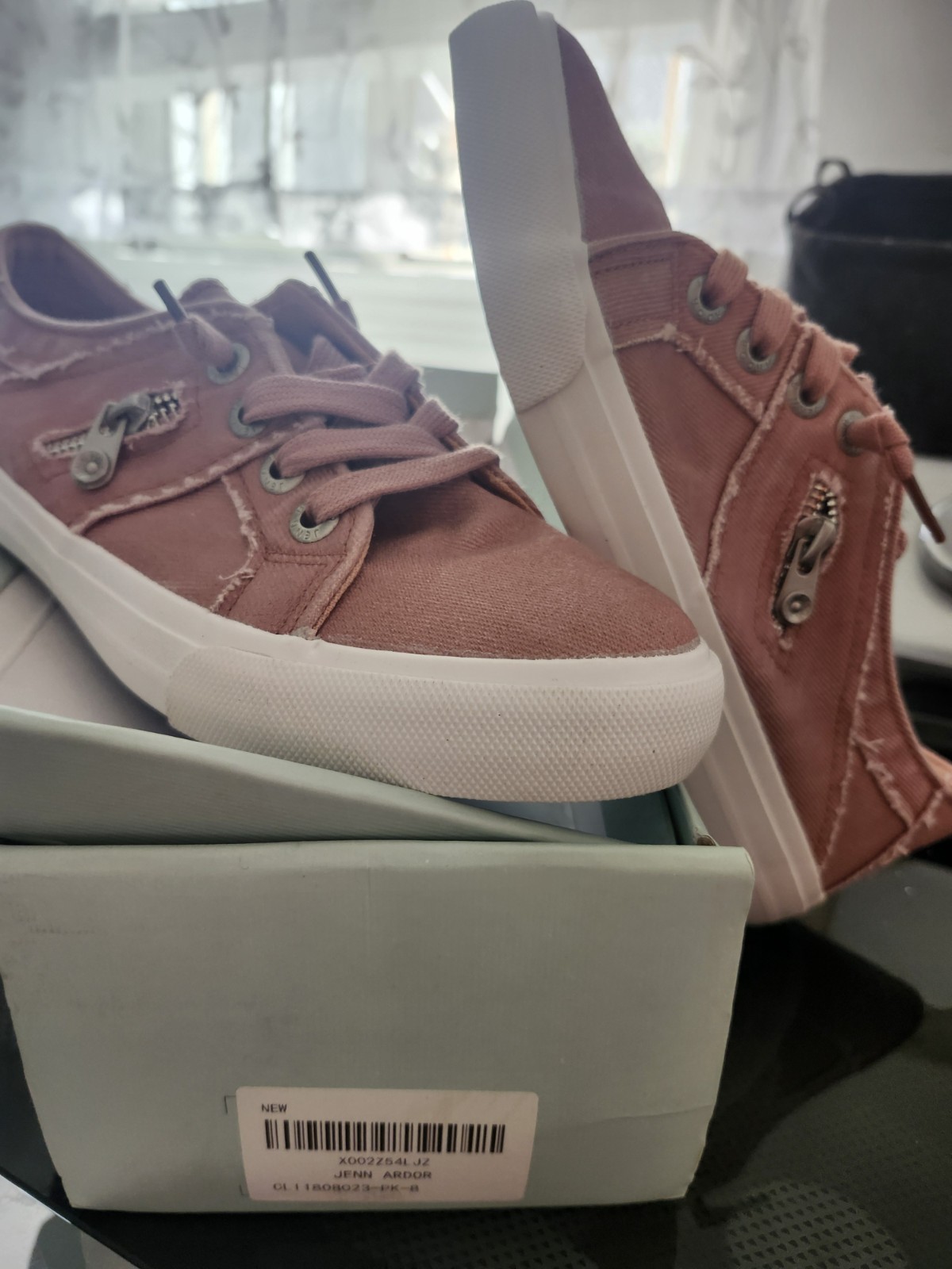 JENN ARDOR Pink Canvas Lace Up Sneakers with Logo & Zipper Accents Low Top