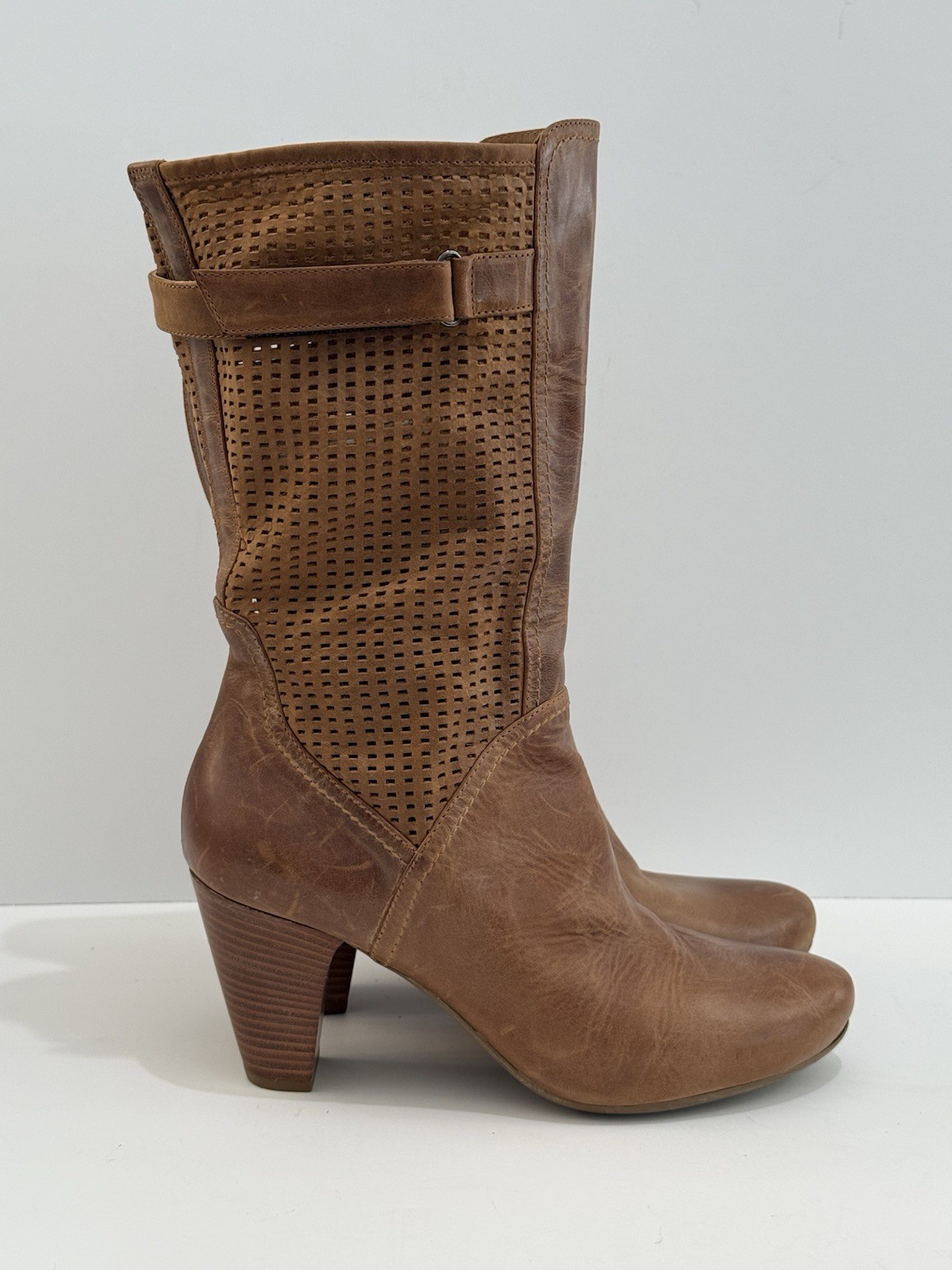 Aquatalia Italian L Brown Leather Heeled Boots -8.5/