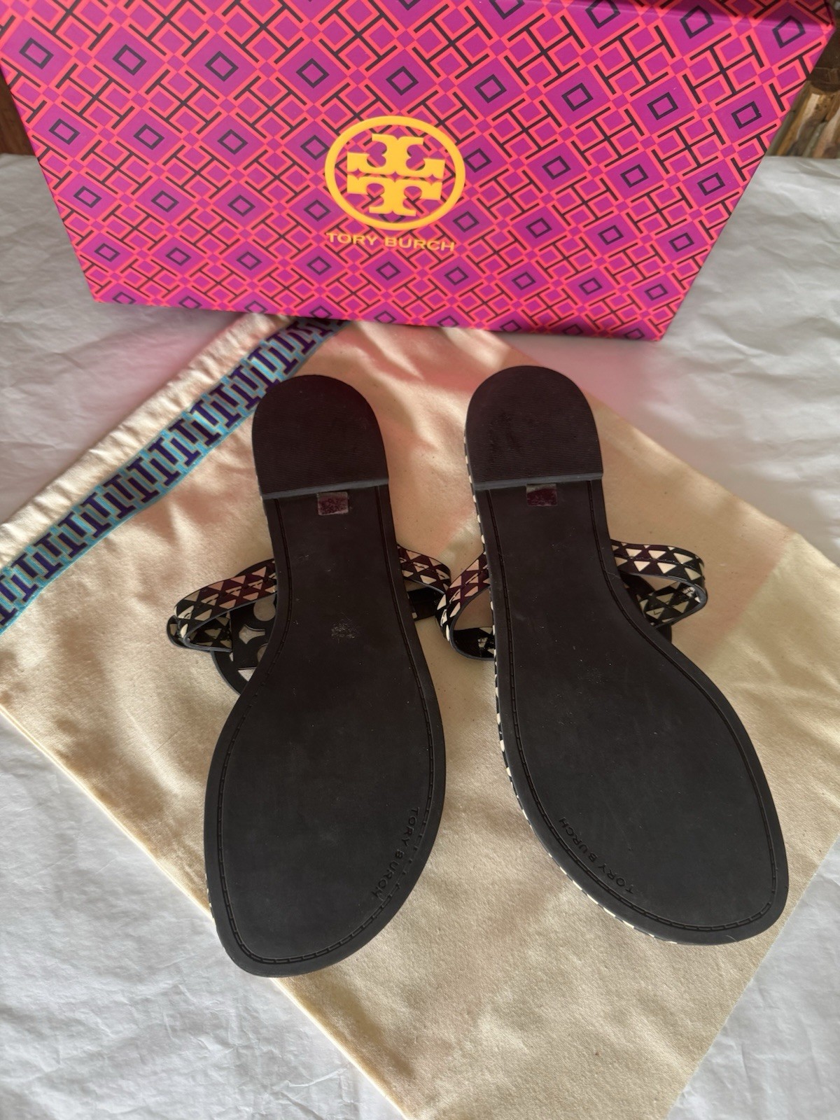 Tory Burch Miller Printed Calf Leather sandals size 10 regular/medium width New