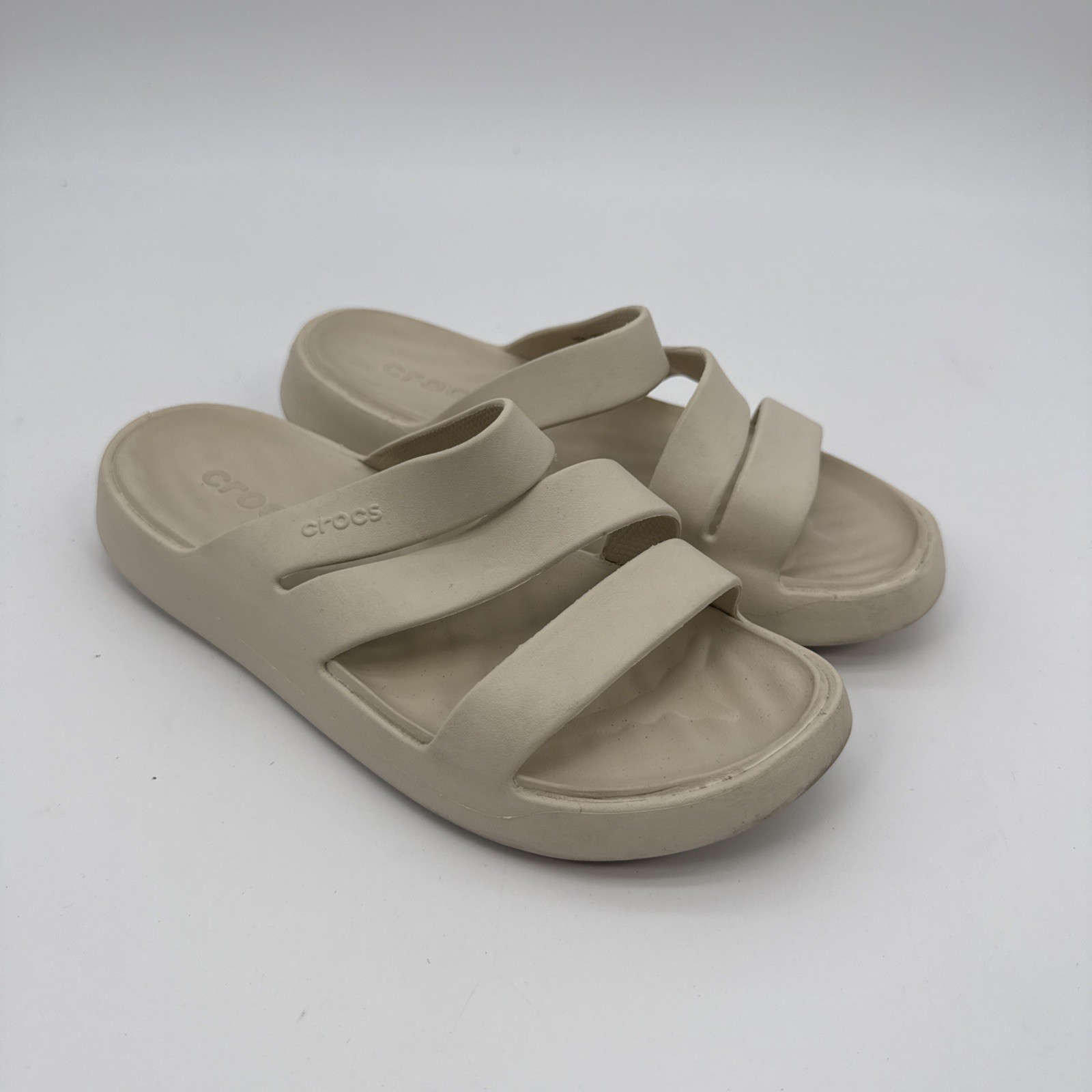 Crocs Getaway Platform Rubber Slip On Strappy Sandal Off White Women’s Size US 7