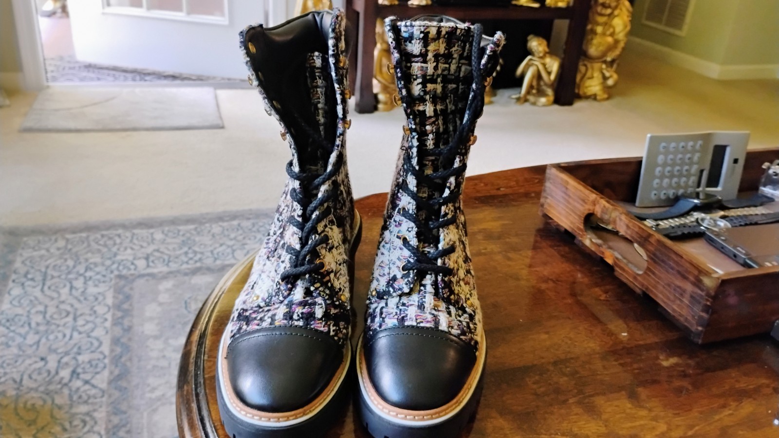 Tory Burch Tweed Miller Lug Boots