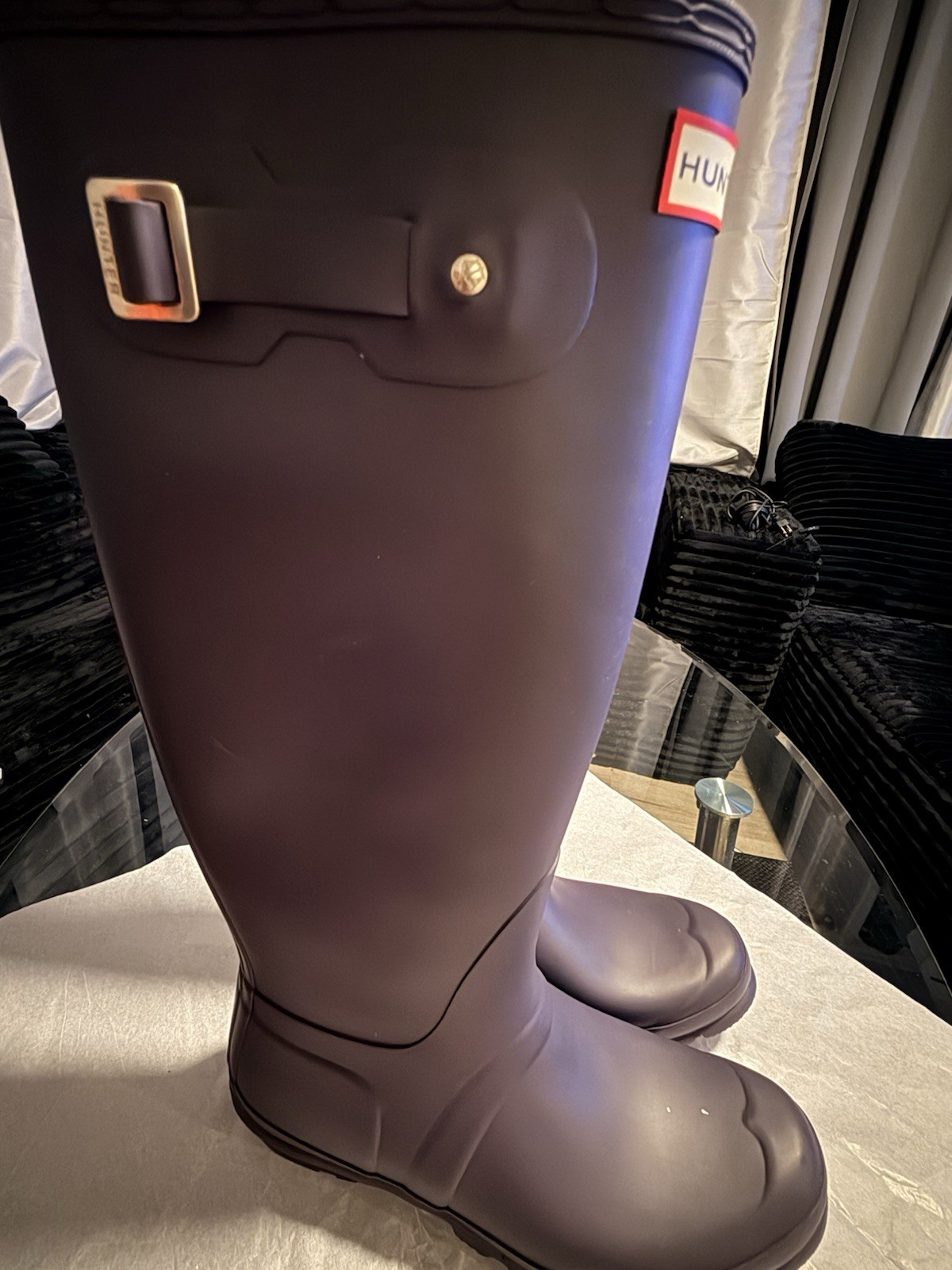 Hunter Original Tall Rain Boots Dark Purple Plum Women Size 10 Waterproof EU 41