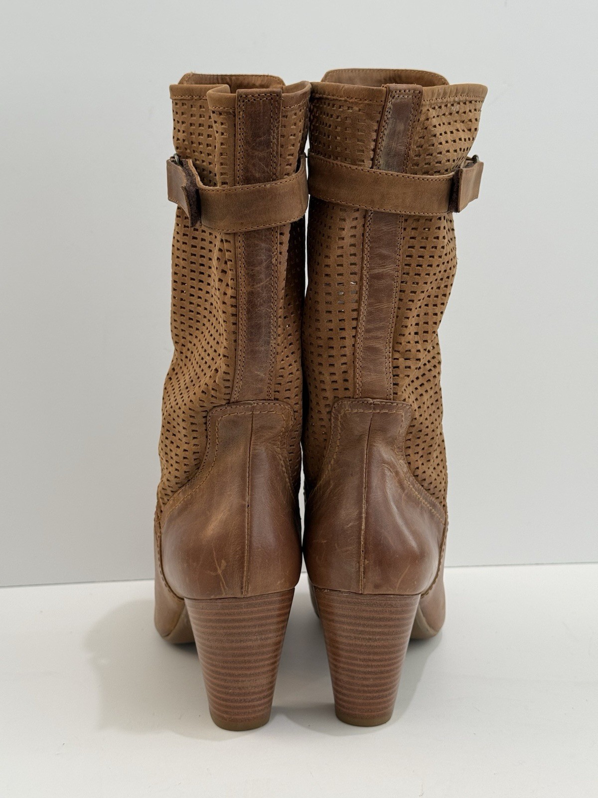 Aquatalia Italian L Brown Leather Heeled Boots -8.5/