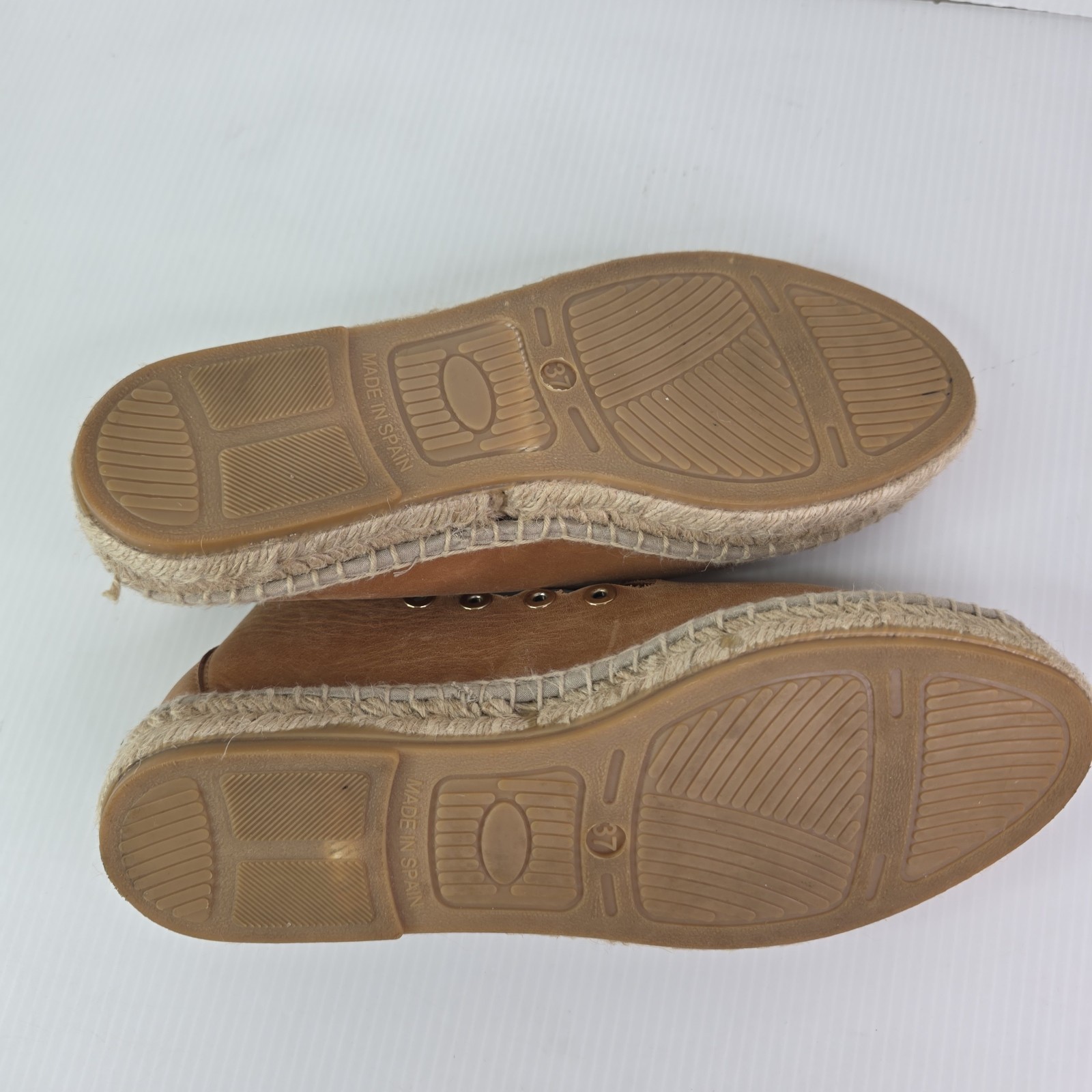 Russell & Bromley Brown Leather Rivets Flat Espadrilles Size 37 (US 7)
