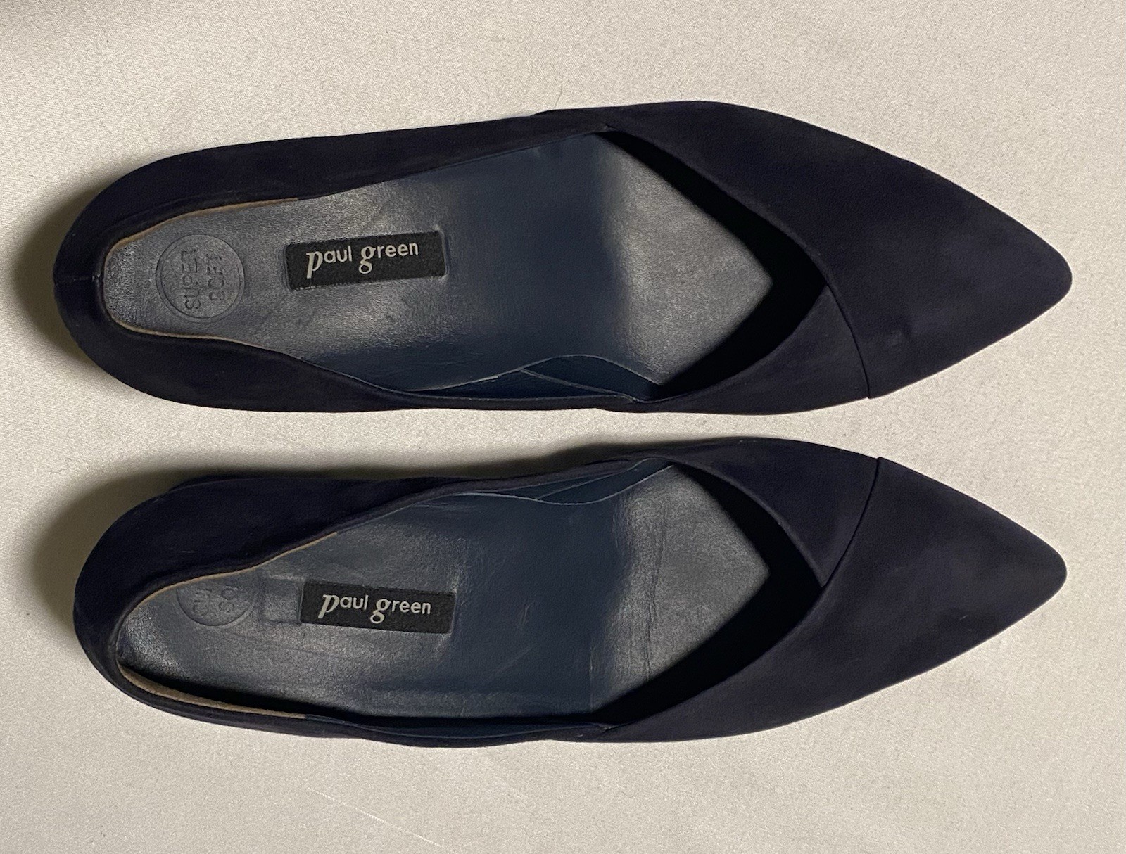 Paul Green Suede Navy Pointed Pumps BlockHeel Women Shoes UK6/US8.5 Made Austria