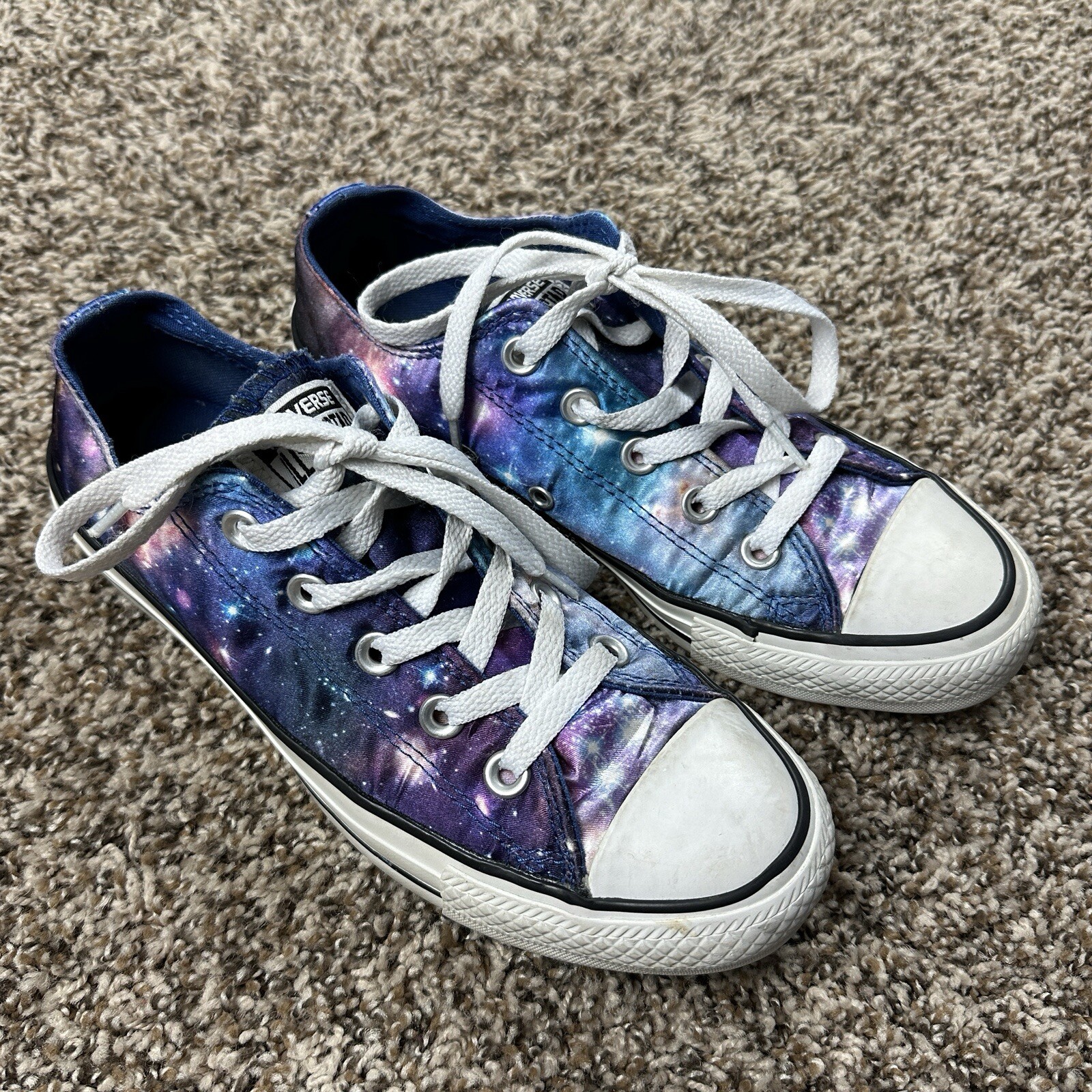 Converse All Star Low Top Satin Galaxy Womens (6) Mens (4) Purple Blue Sneaker