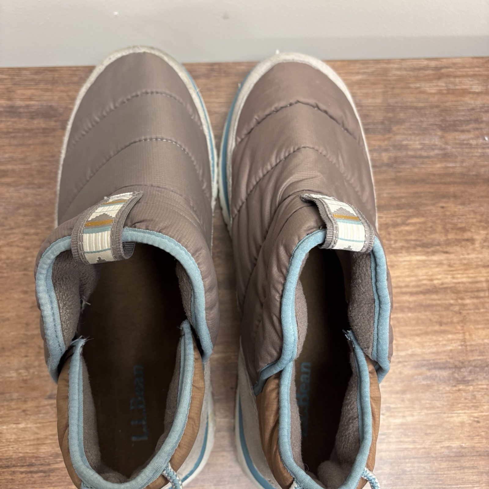 L.L. Bean Mountain Classic Quilted Ankle Boots Women 8 Gray Taupe Winter Spring