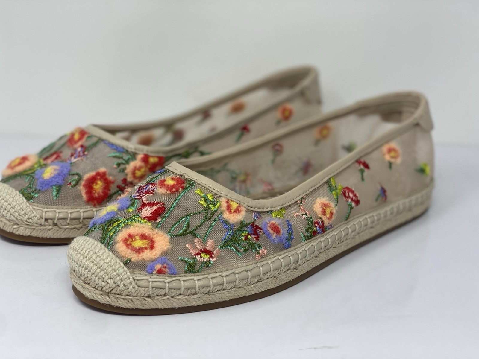 Kate Spade NWT 9.5B Feminine Summer Floral Garden Mesh Ballet Espadrille Flats